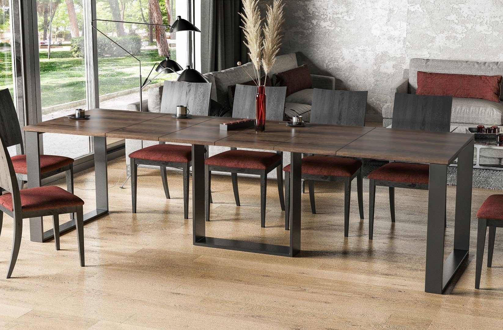 Endo-Moebel Kulissen-Esstisch "Borys 290" 130cm-290cm Kufengestell günstig online kaufen