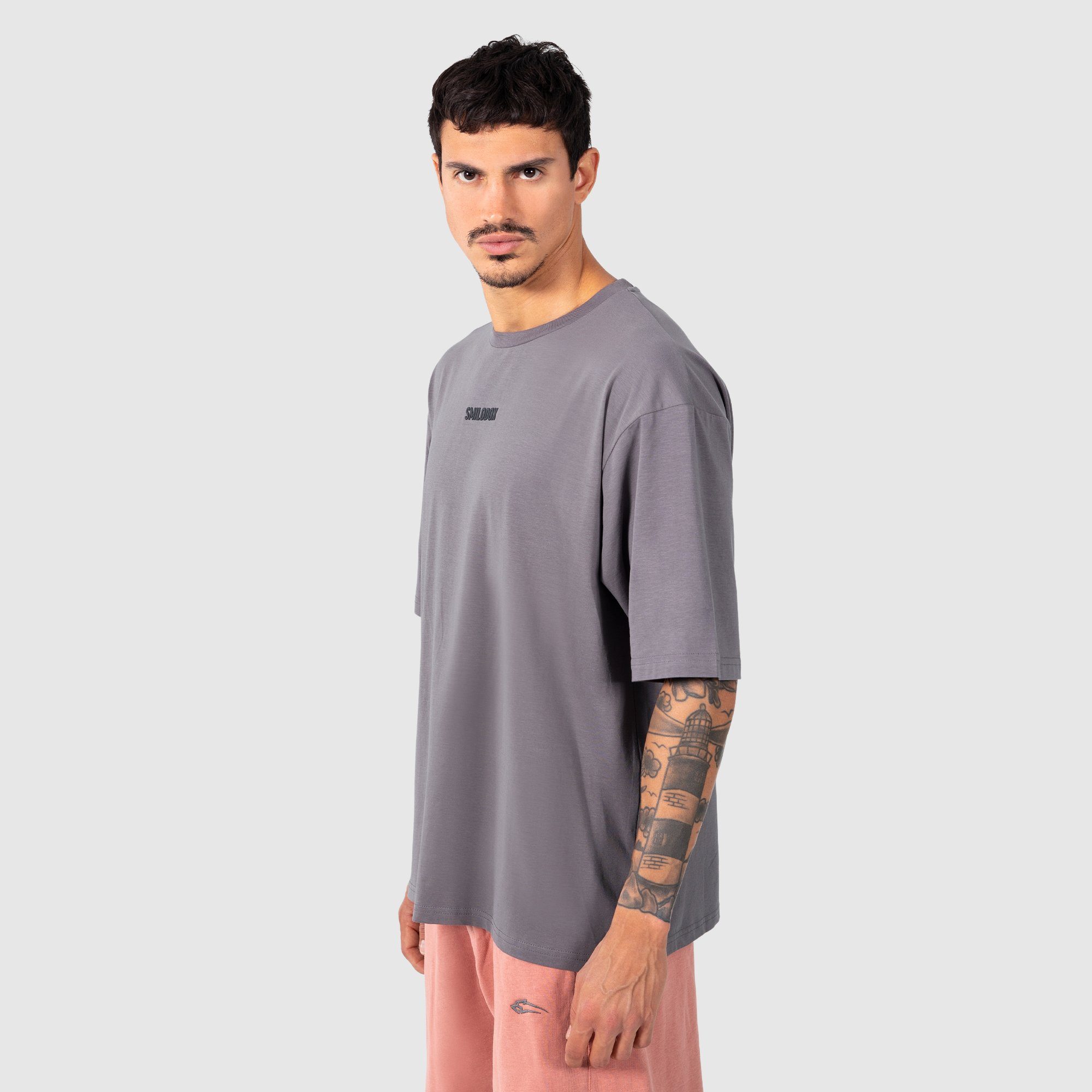 T-Shirt Grau Time Oversize Off Smilodox