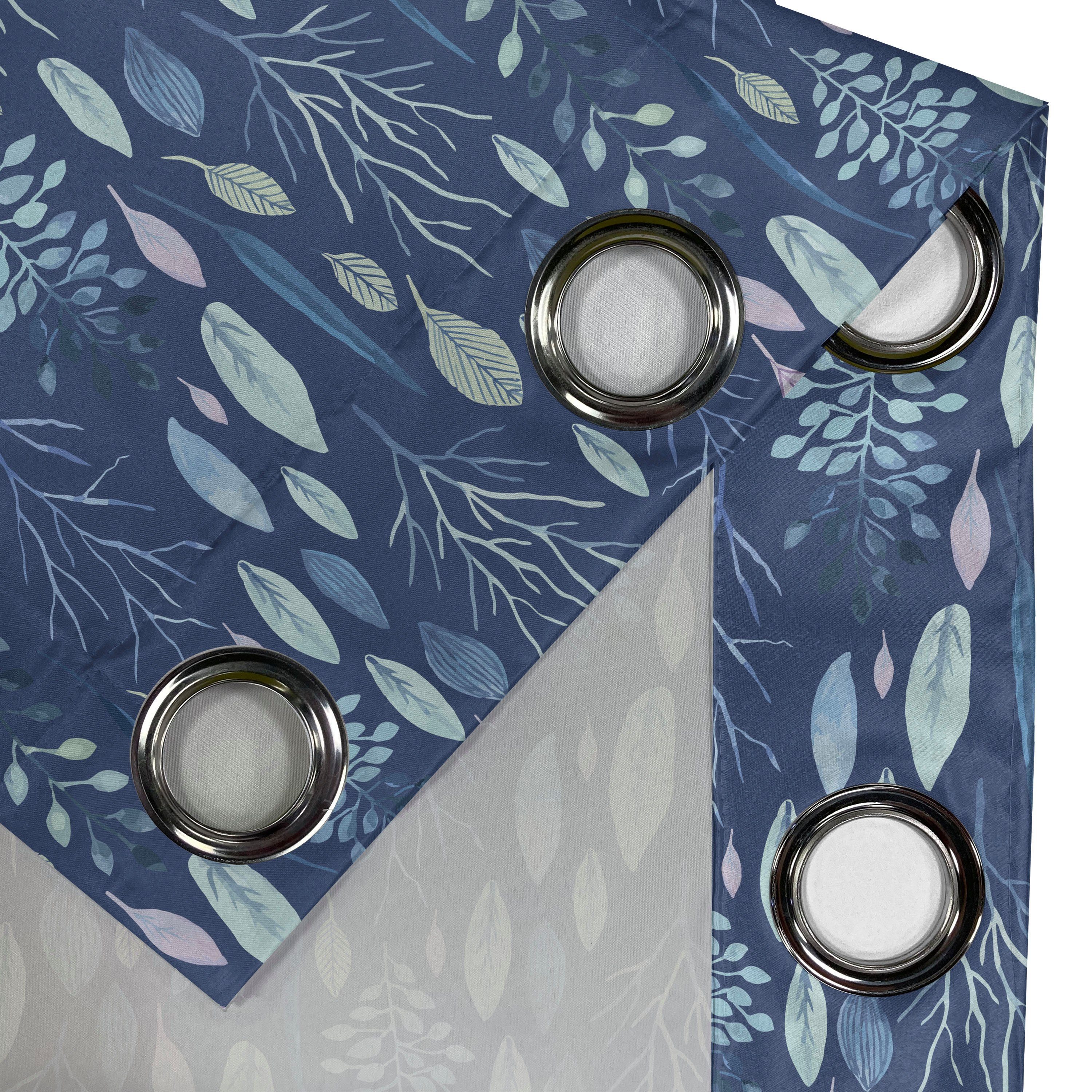 Gardine Dekorative Abakuhaus, Kunst Wohnzimmer, Schlafzimmer Blau für 2-Panel-Fenstervorhänge Blätter Aquarell