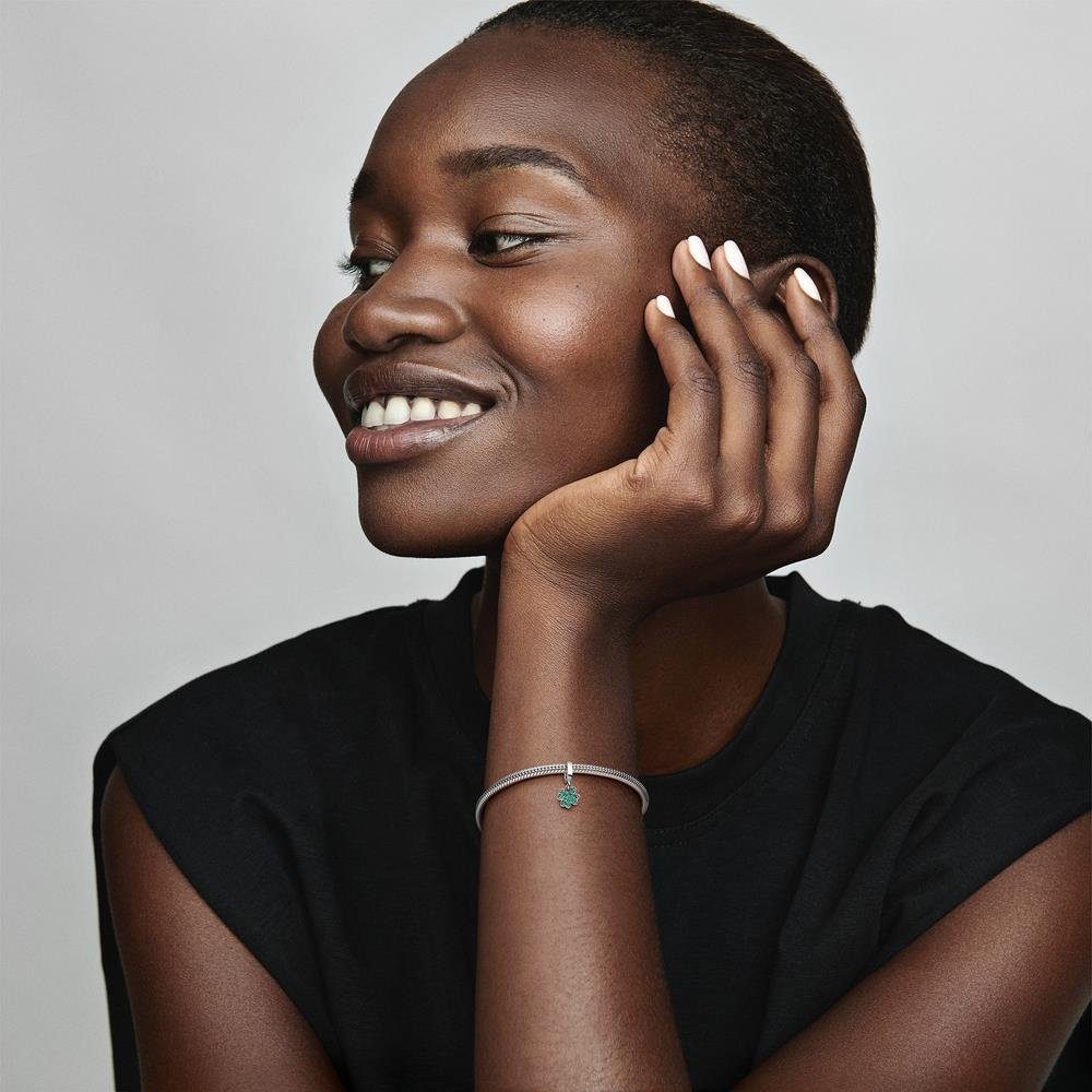 Pandora Bead Anhänger Kleeblatt, 925er Silber, Schmuckkristalle von PANDORA