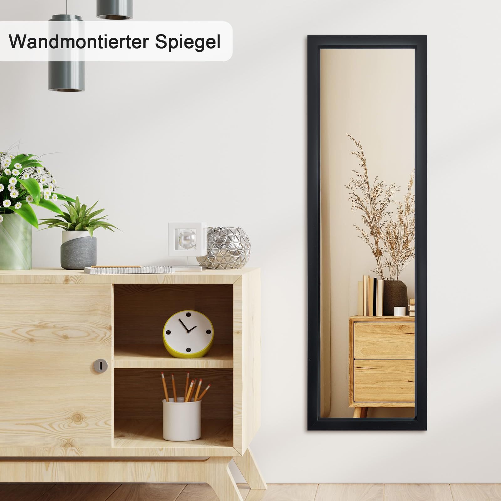 Youyijia Ganzkörperspiegel 110x33cm Ganzkörperspiegel mit 2 Haken & Höhenverstellung