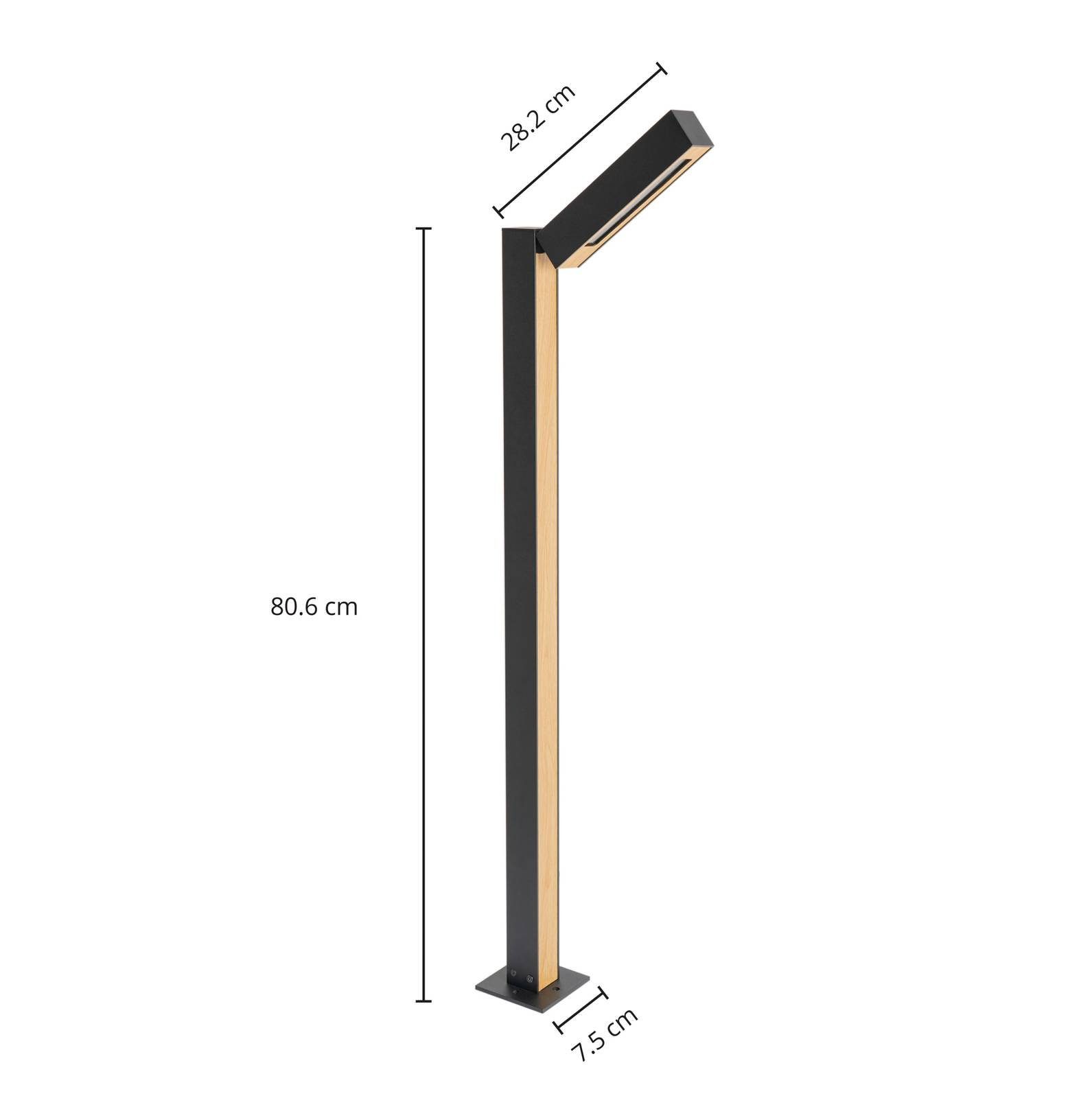 Taskalin, Leuchtmittel verbaut, 1 Modern, Schwarz, LED Aluminium, fest inkl. Lucande hell, flammig, warmweiß, Holz LED-Leuchtmittel Pollerleuchte