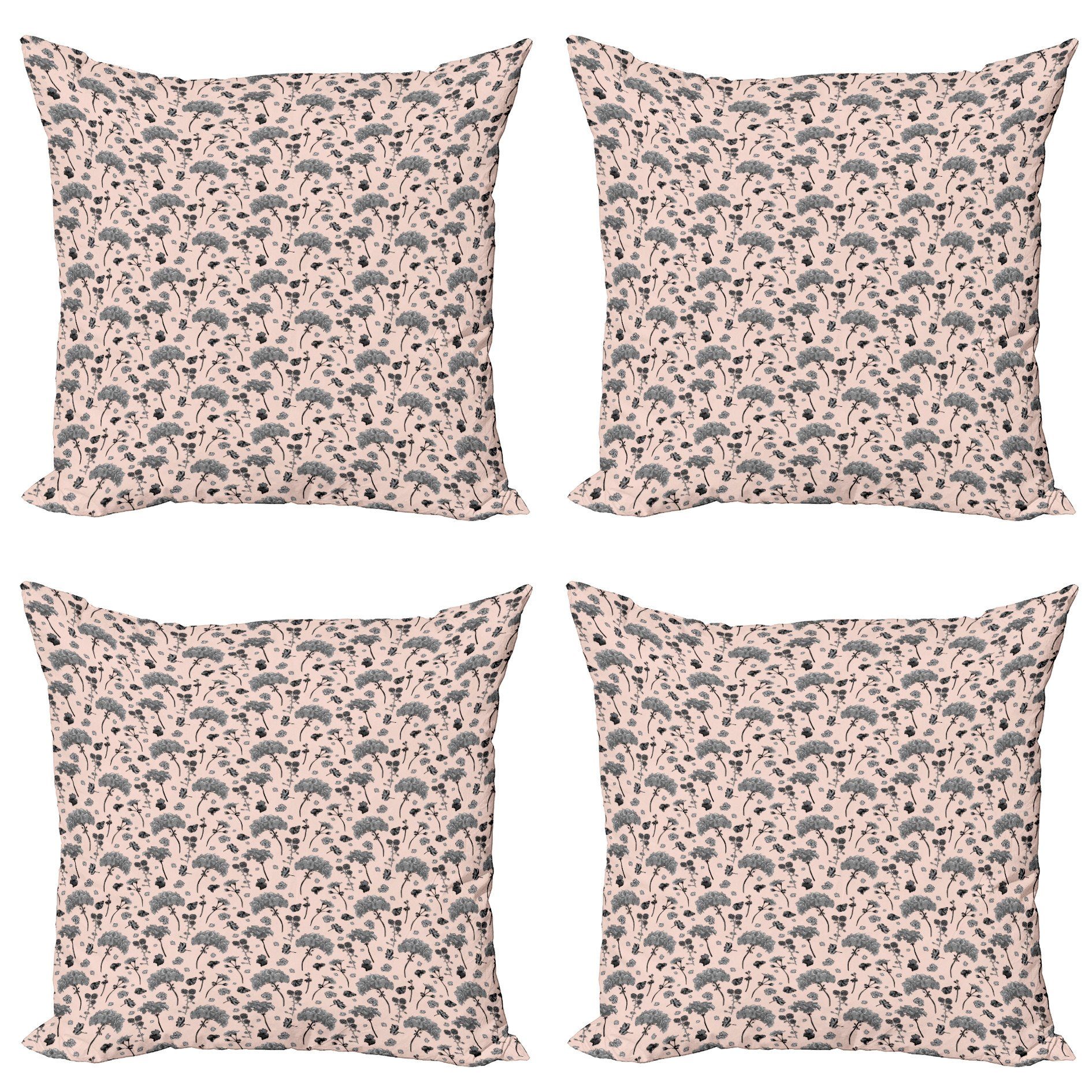 Kissenbezüge Modern Pelargonien (4 und Accent Stück), Doppelseitiger Brombeeren Abakuhaus Blumen Digitaldruck