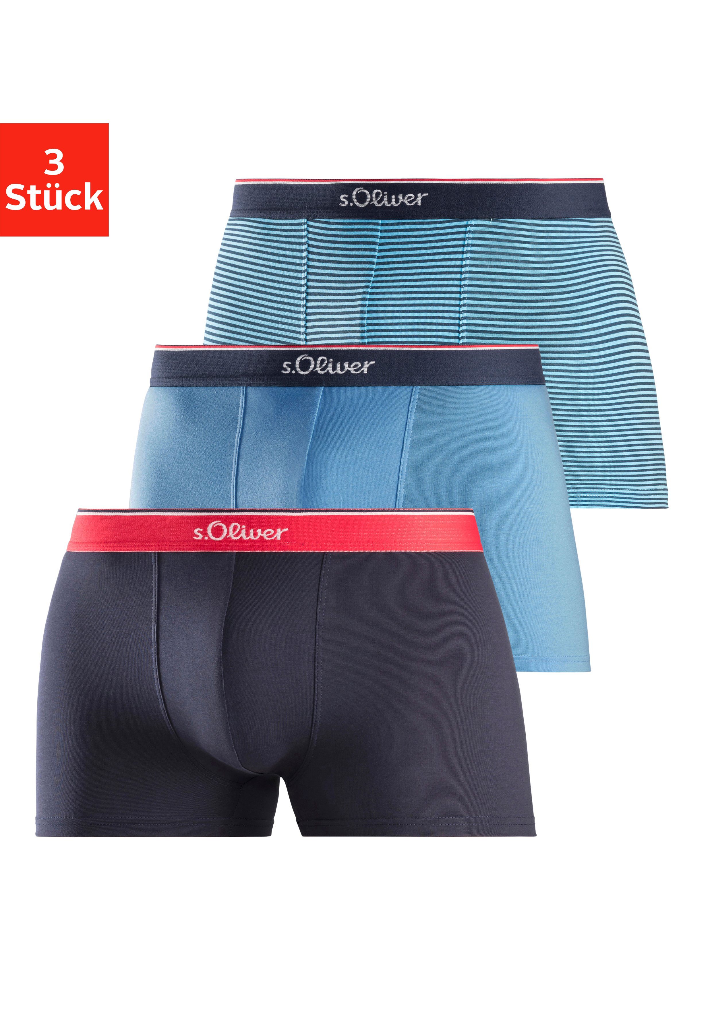 s.Oliver Boxer (Packung, 3-St) in modischen Designs blau, gestreift, navy