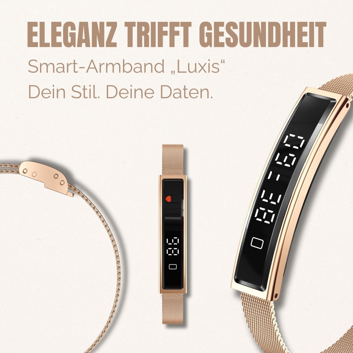 fontastic Fitness-Tracker Fitness Tracker Armband LED Herzfrequenz Schlafanalyse Schrittzähler (Fitness Tracker, Magnet-Ladekabel, Silikon Wechselarmband), Fitness Tracker, Herzfrequenz, Schlafanalyse, Bluetooth