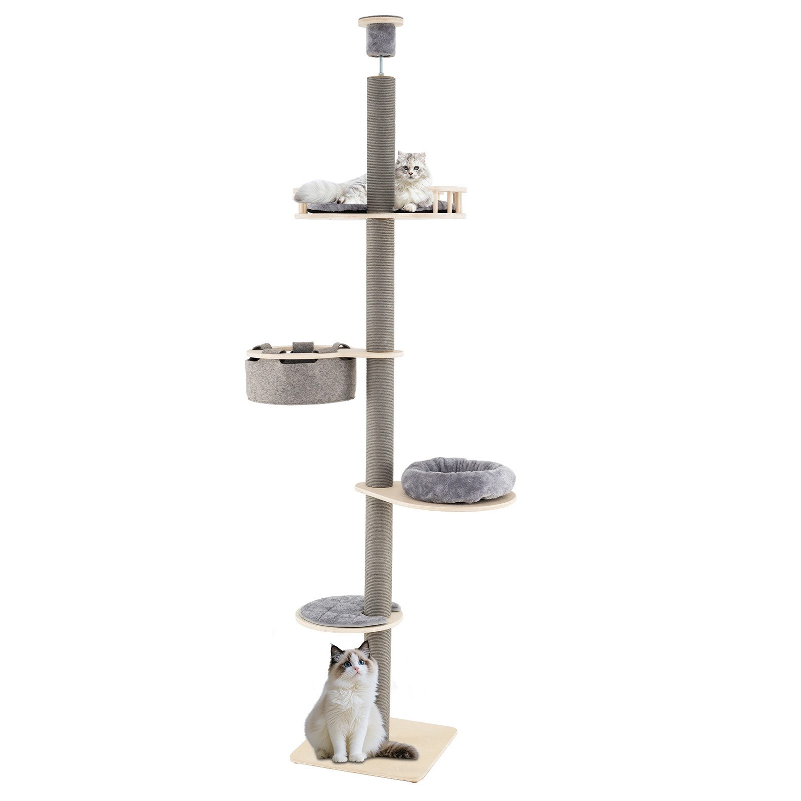 COSTWAY Kratzbaum, 5-stöckig, Katzenbaum, deckenhoch, 236-271 cm günstig online kaufen