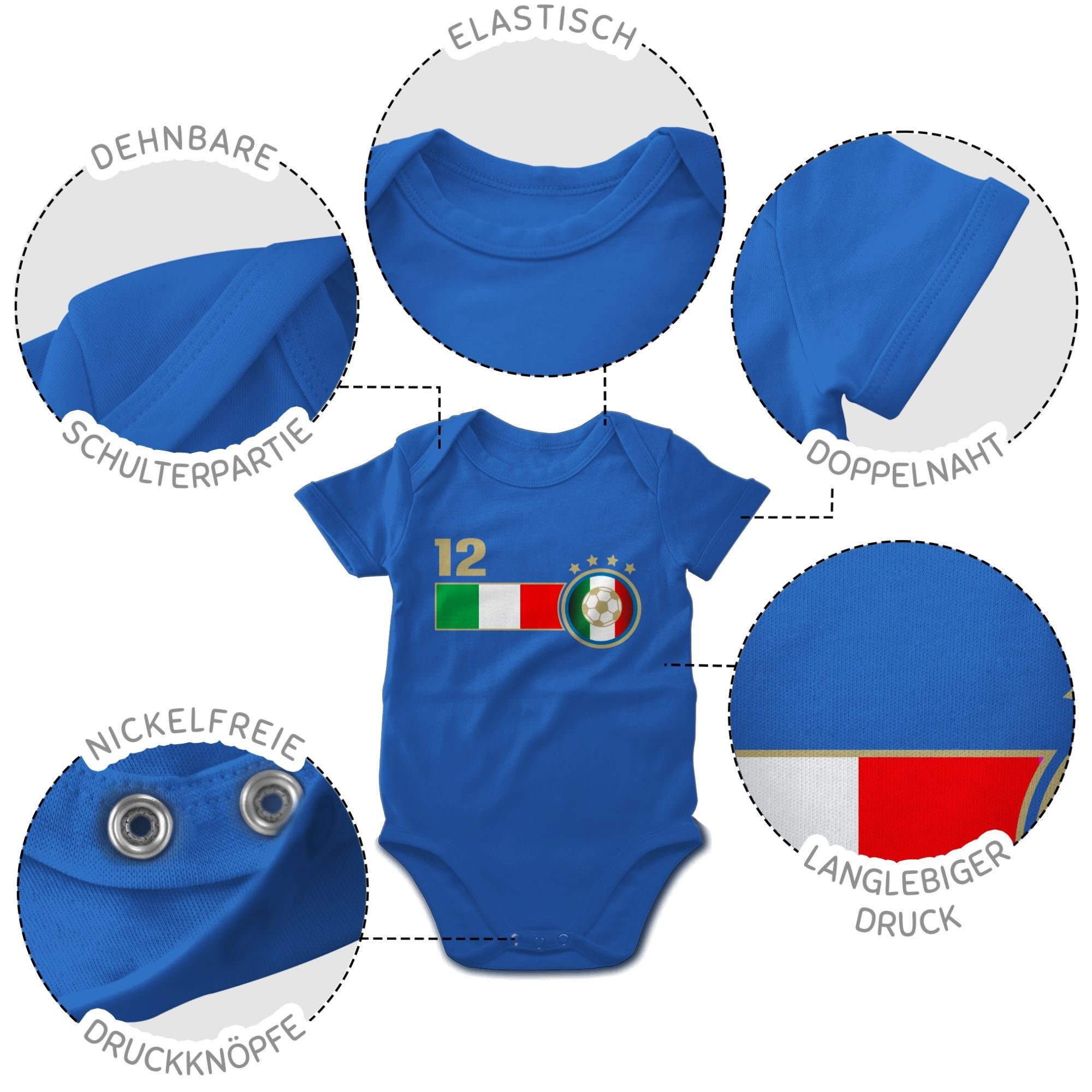 Shirtracer Shirtbody 12. Mann 2024 Mannschaft Baby Royalblau EM Fussball Italien 1