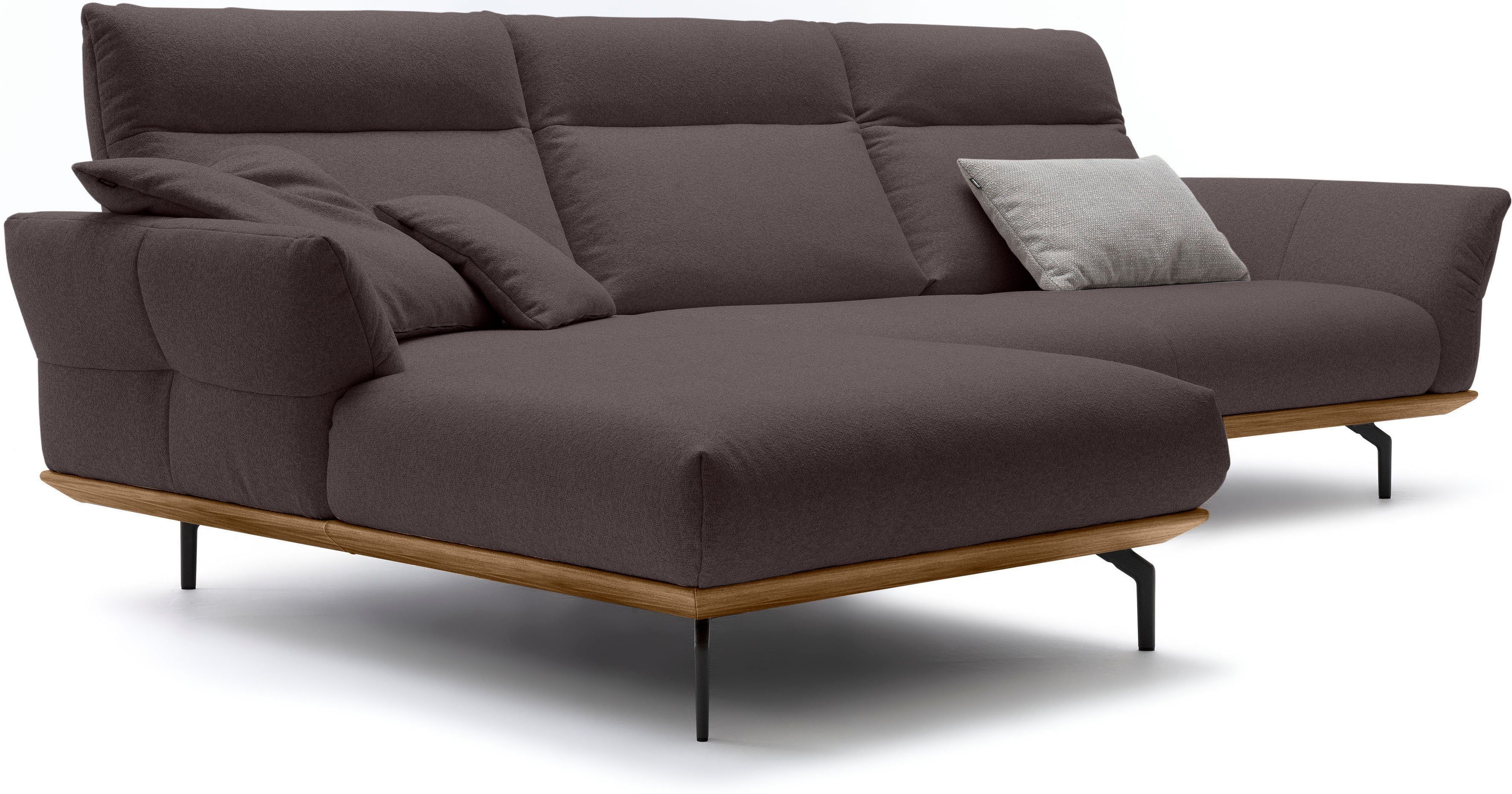 hülsta sofa Breite hs.460, 318 Umbragrau, Ecksofa cm in Winkelfüße in Nussbaum, Sockel