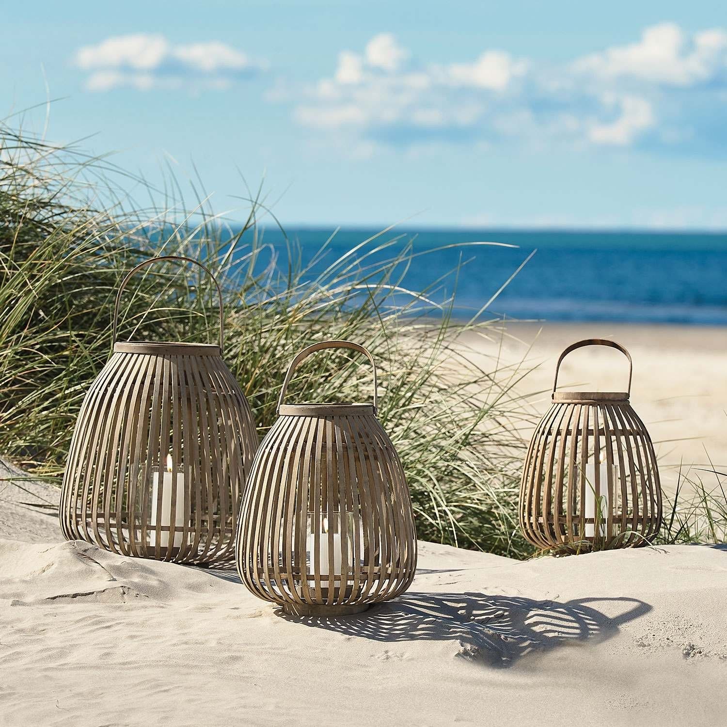 Villa Collection Denmark Kerzenlaterne mit Glaseinsatz Bambus natur Höhe 40 cm