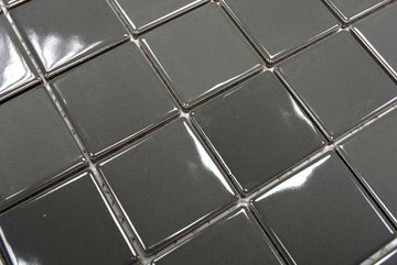 Mosani Mosaikfliesen Keramik Mosaik Fliese metall grau glänzend Fliesenspiegel Küchenwand