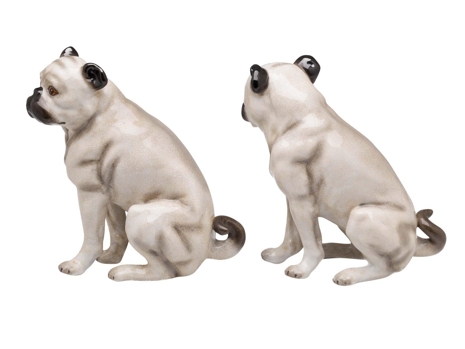 Mops A Paar Dekoration Hund Porzellan im Dekofigur Aubaho Skulptur Porzellanfigur Figur
