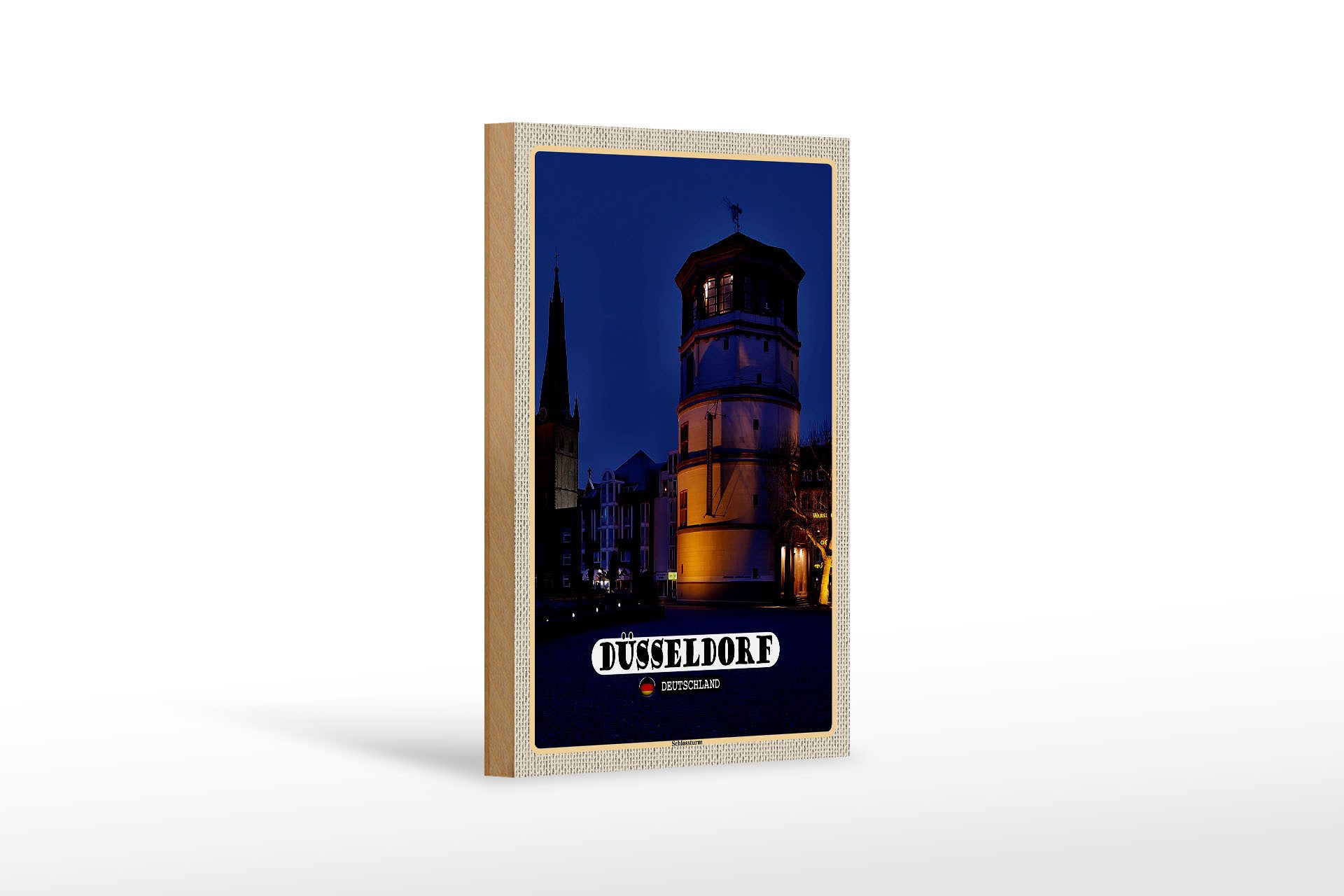 Holzbild Städte Düsseldorf Schlossturm Baukunst 12x18 cm