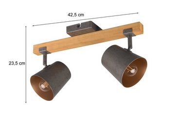 meineWunschleuchte LED Deckenstrahler, Dimmfunktion, LED wechselbar, Warmweiß, ausgefallene Decke-nleuchten Holz-lampe Industrial Style Breite 42,5cm