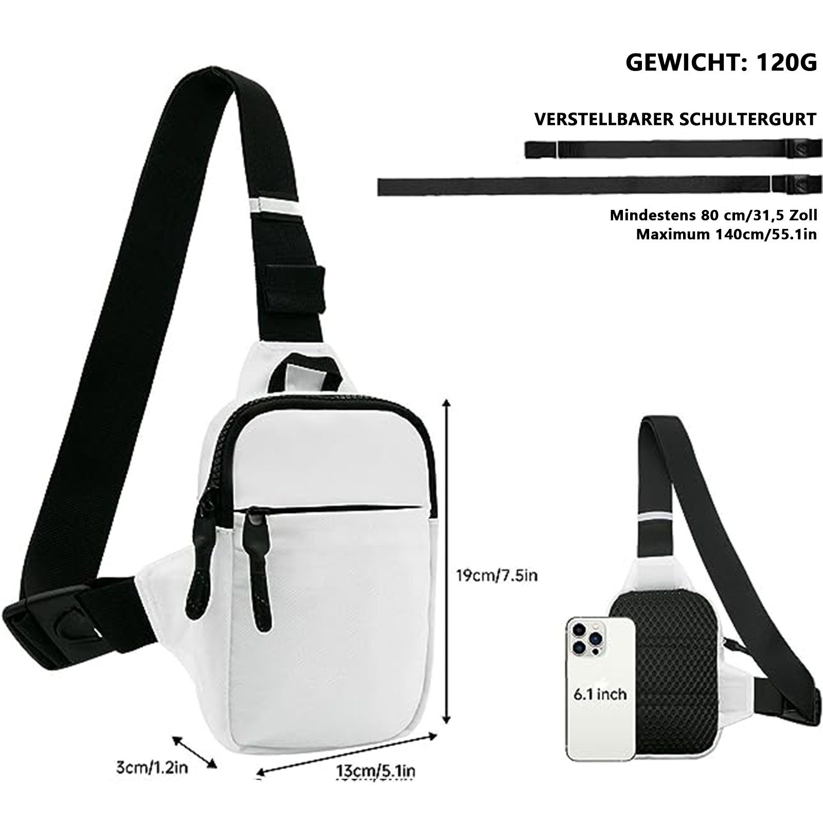 OKWISH Schultertasche Umhängetasche Brusttasche Rucksack Streetwear günstig online kaufen