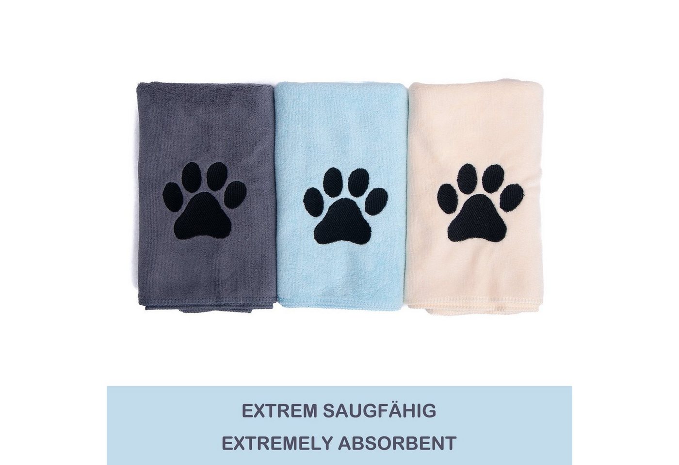Thumbnail - Warenhammer Hundehandtuch Mikrofaser im 3er Set 35x75 cm oder 50x100 cm / verschiedene Farben, Mikrofaser / sehr saugfäh...