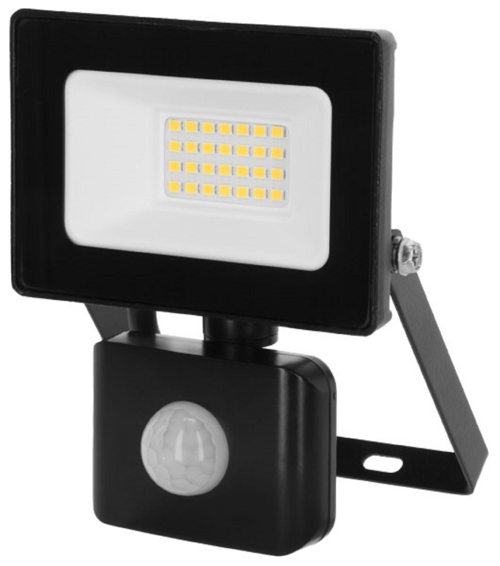Kerbl LED Baustrahler LED-Außenstrahler, 20 W, mit Bewegungsmelder