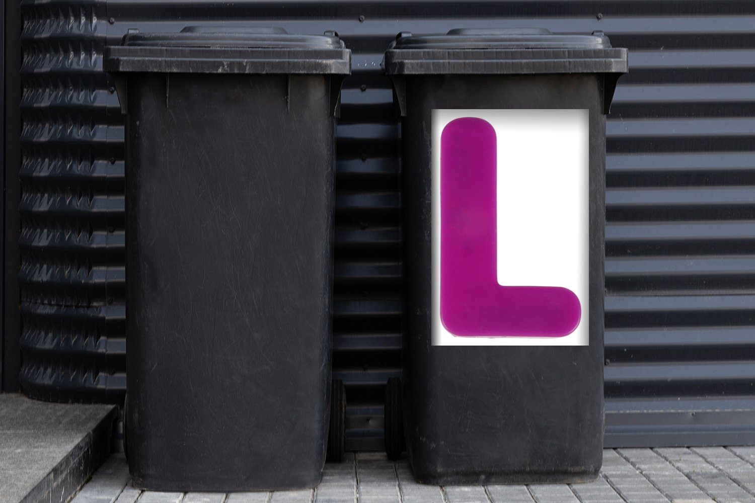 MuchoWow L Wandsticker Sticker, Mülleimer-aufkleber, Abfalbehälter St), Ein großes (1 Mülltonne, lila Container,