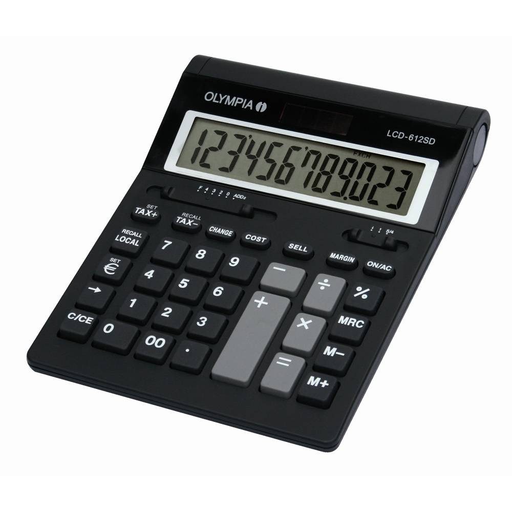 Olympia Taschenrechner Tischrechner 941911006, Angewinkeltes Display, Währungsumrechnung