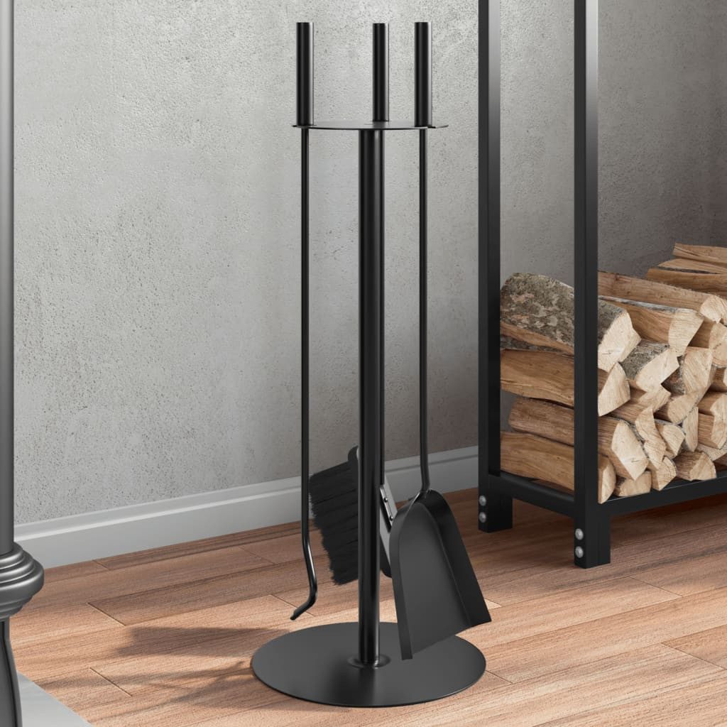 vidaXL Bodenschutzplatte 4-tlg Kaminwerkzeug-Set 22x59 cm Stahl