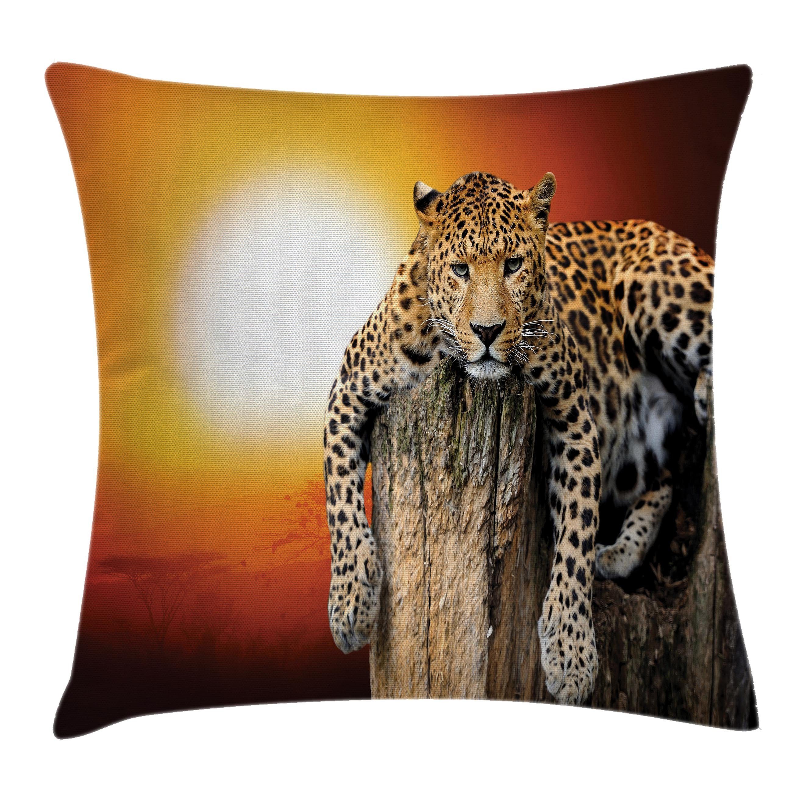 Kissenhülle (1 Farbfesten afrikanisch Abakuhaus Farben Klaren Baum Kissenbezüge Reißverschluss Leopard Stück), Beidseitiger Druck, Safari auf