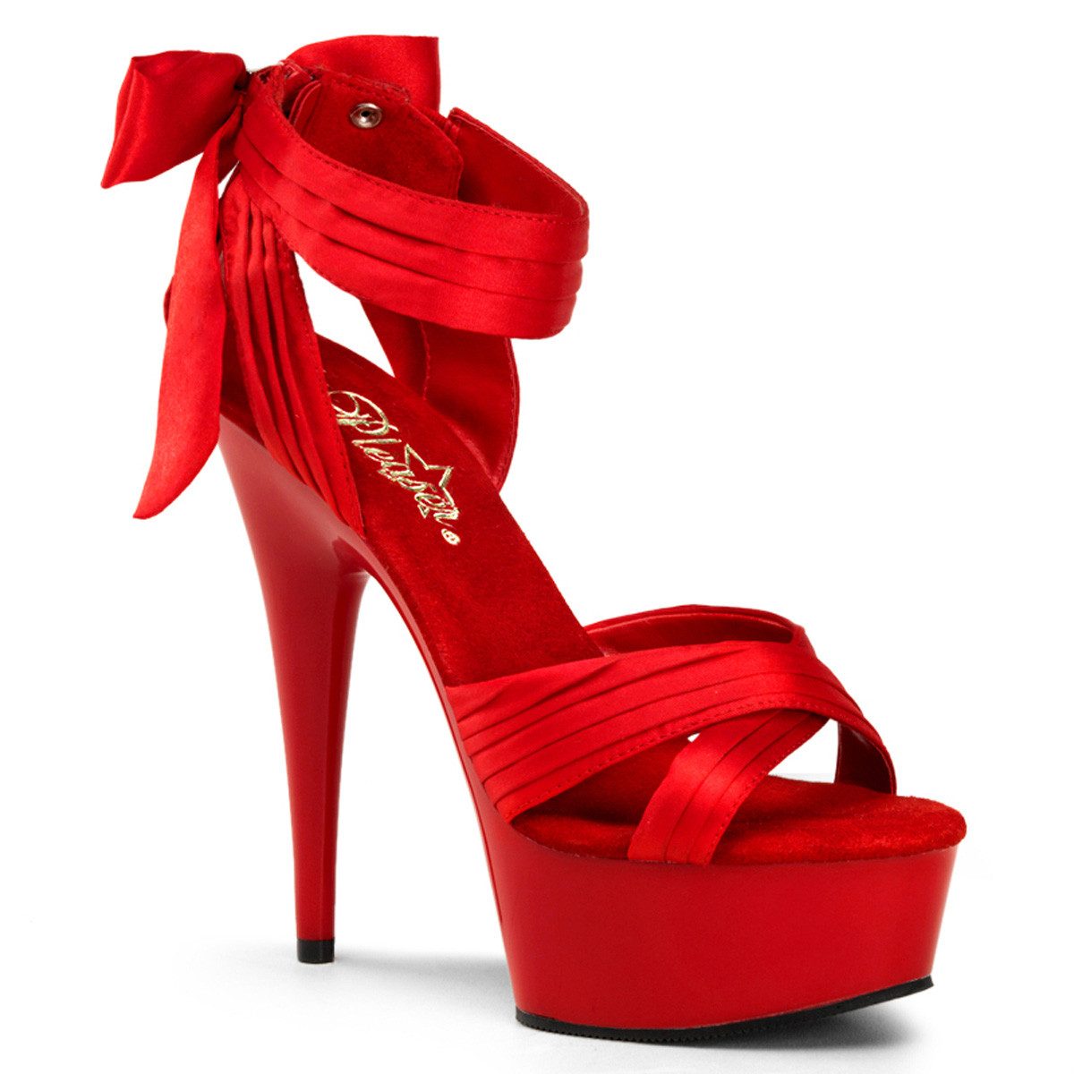 Sale DELIGHT-668 Pleaser High-Heels Plateausandaletten rot Satin mit S High-Heel-Stiefel