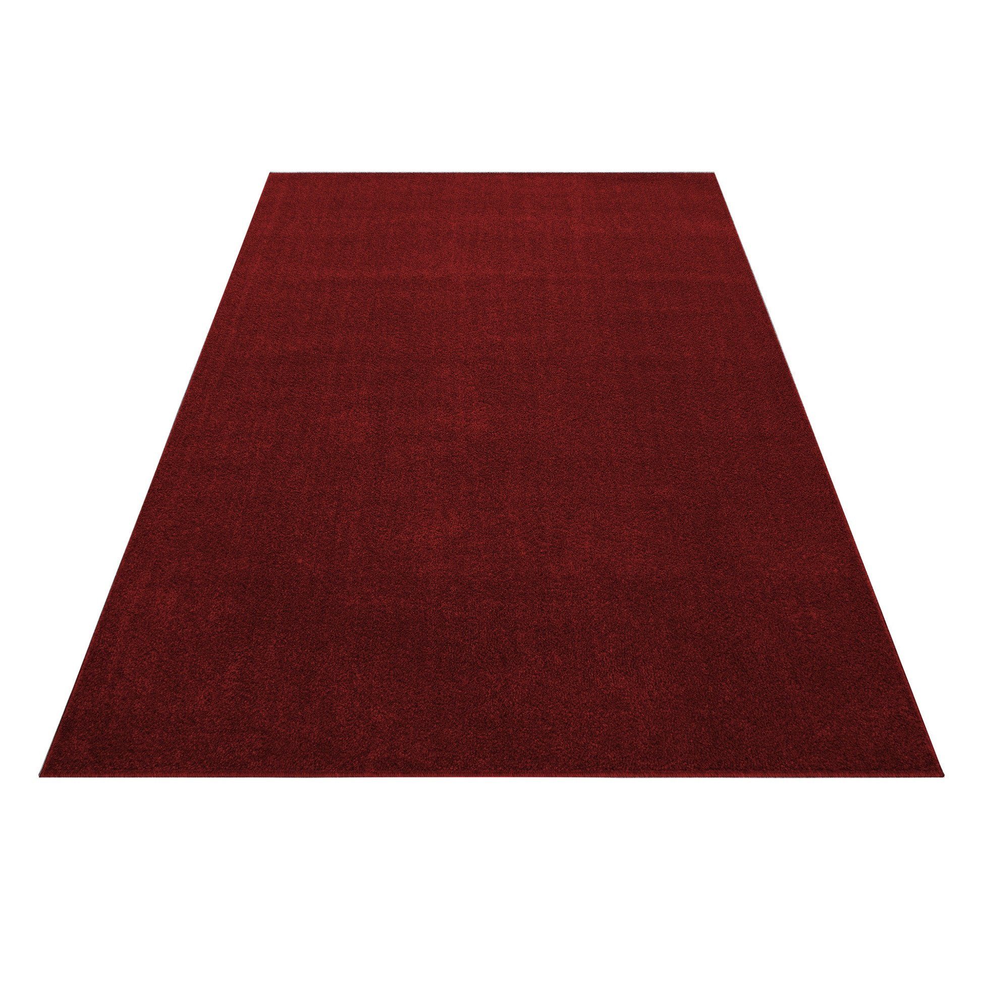 Flachflorteppich, Uni Giancasa Schlafzimmer Teppich Designteppich Rot Wohnzimmer Kurzflorteppich