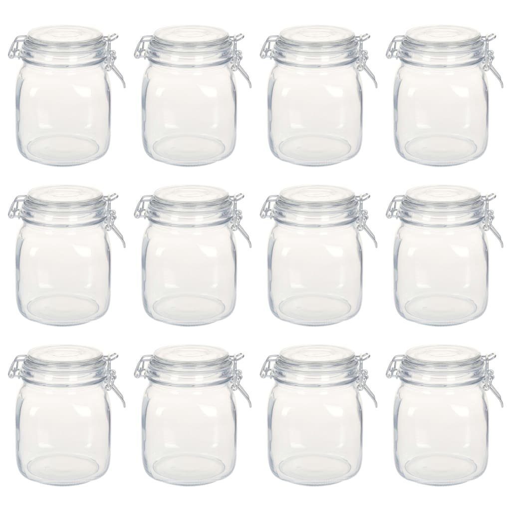vidaXL Einmachglas Einmachgläser mit Bügelverschluss 12 Stk. 1 L, Glas,  (12-tlg)