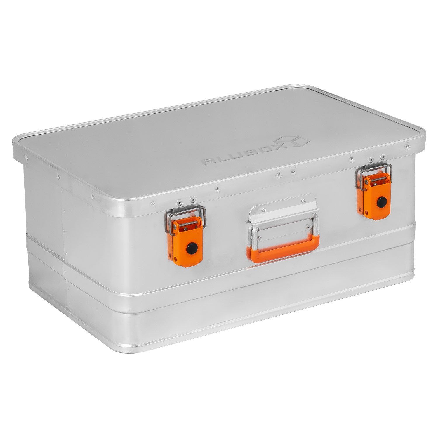 ALUBOX Aufbewahrungsbox mit Deckel Werkzeugkiste Alukiste, umlaufende Gummidichtung – Bohrung für Zylinder- oder Vorhängeschloss