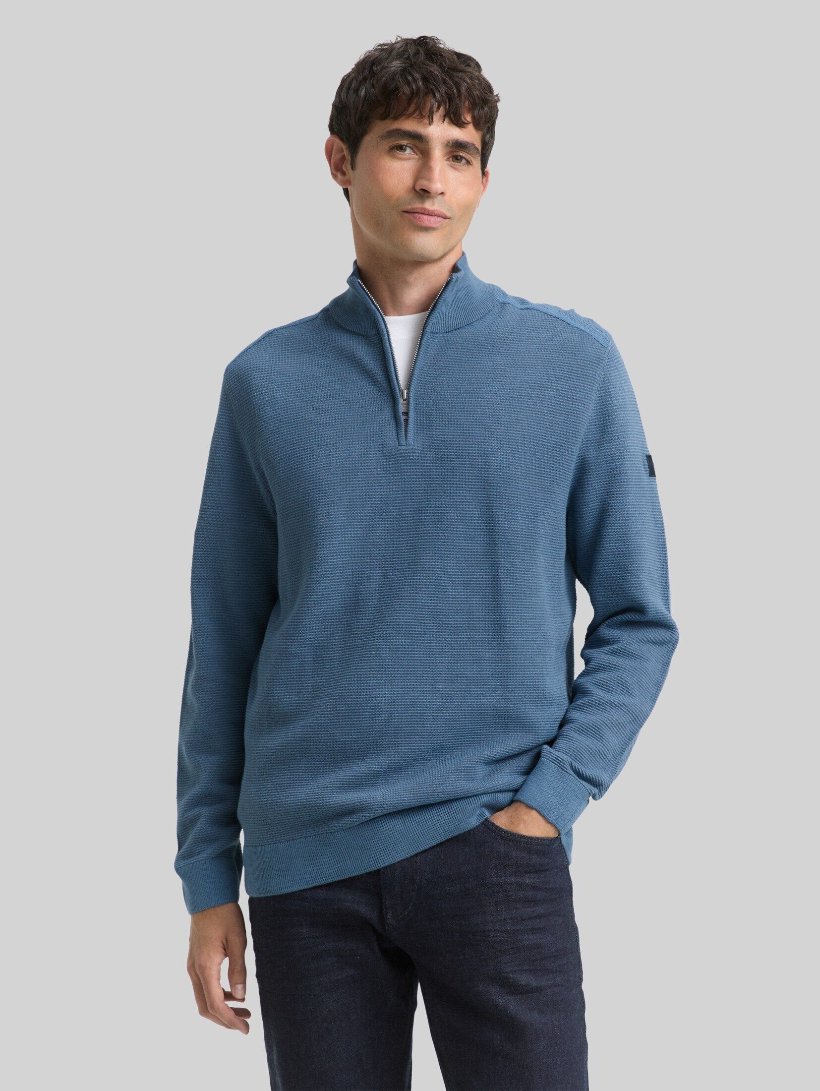 TOM TAILOR Strickpullover Pullover & Strickjacken Troyer Strickpullover aus Baumwolle