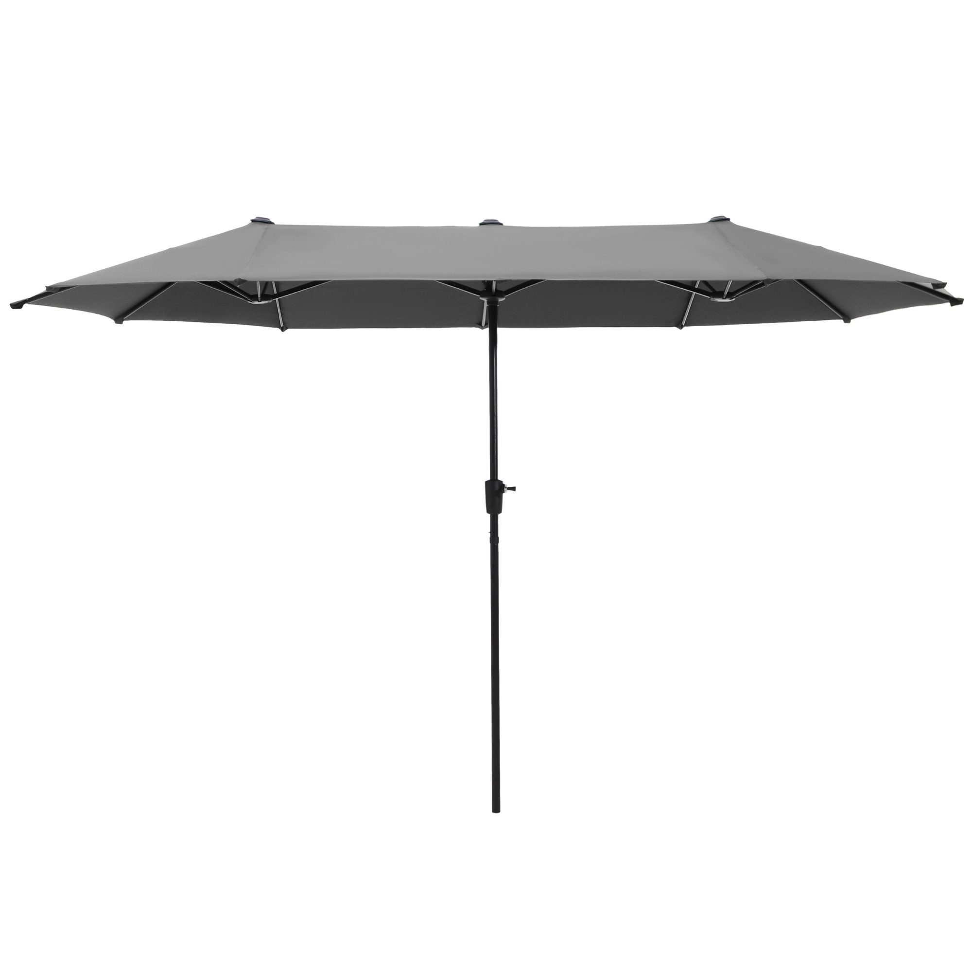 PHI VILLA Sonnenschirm, Balkon Rechteckig Groß Balkonschirm Garten Gartenschirm mit Kurbel UV Schutz Parasol Windfest, Mit der rostfreien Stahlstange und 12 Stahlrippen