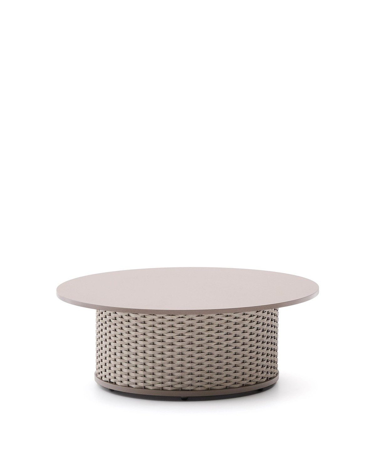 Natur24 Gartentisch Sedalis Outdoor-Couchtisch 99 x 99 x 36 cm Aluminium Seil Beige