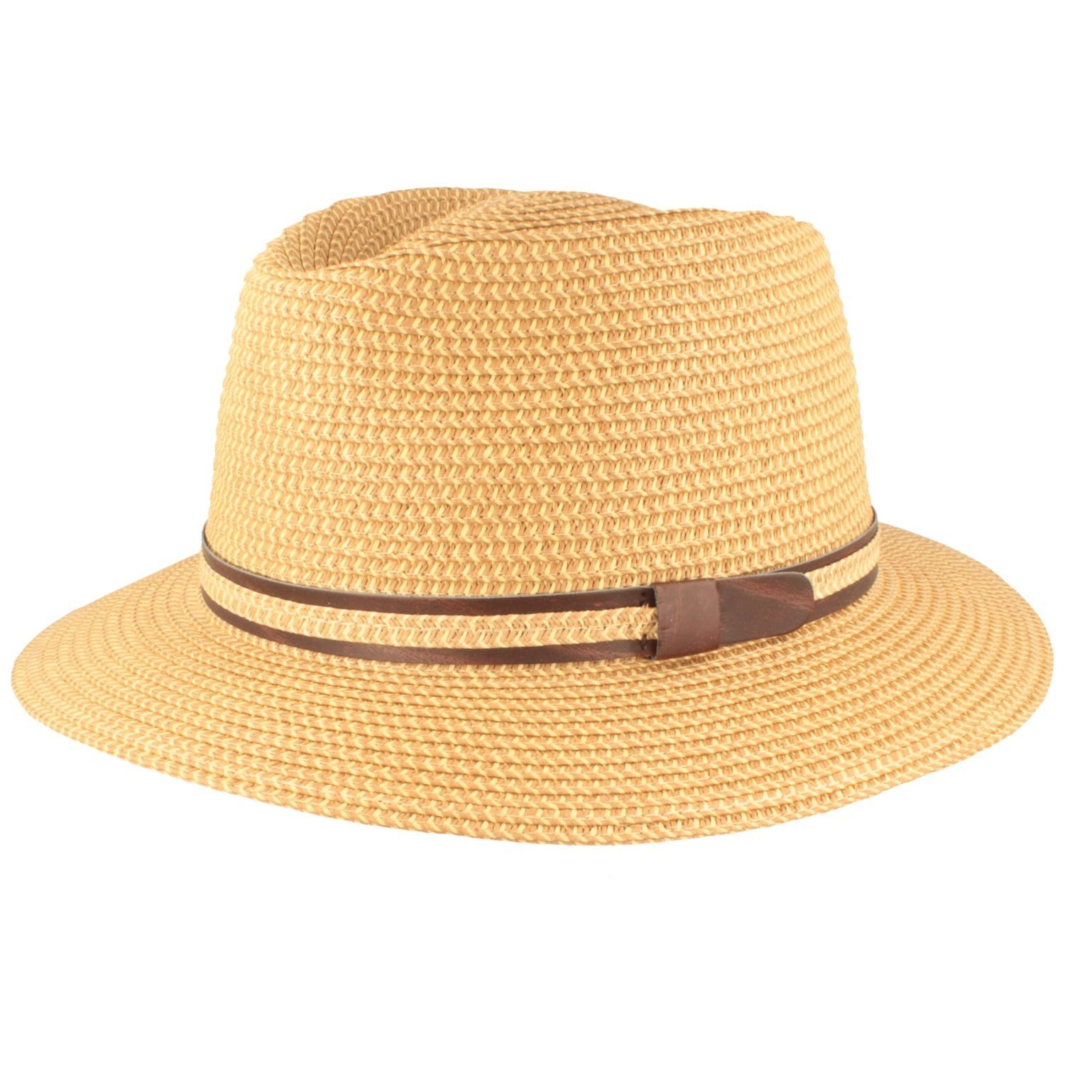 Breiter Strohhut Traveller mit Kunstlederband mit UV-Schutz 50+
