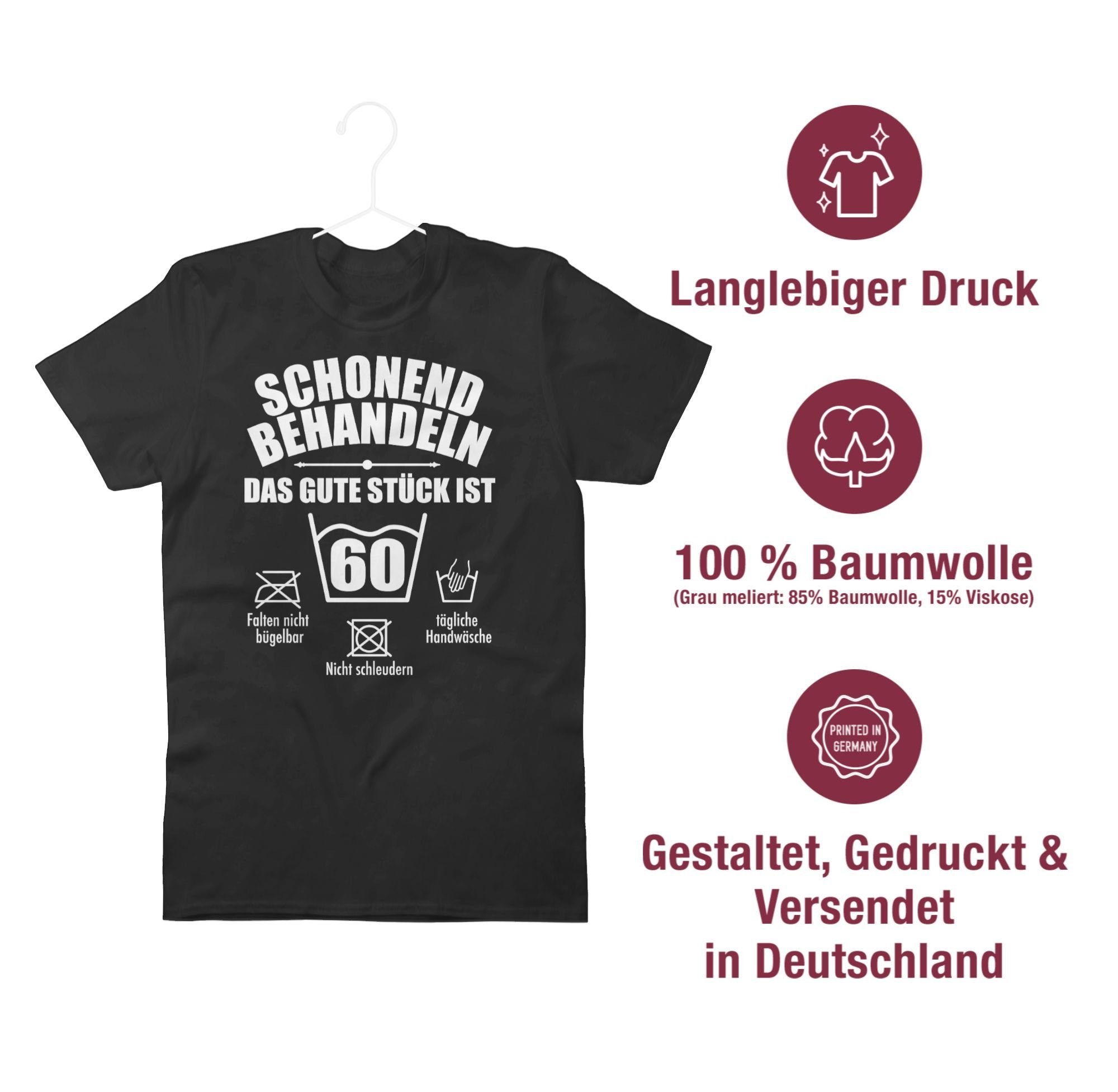 Shirtracer behandeln T-Shirt - Jahre - 01 60 Sechzig Schonend Schwarz 60. Geburtstag