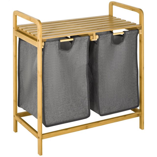 HOMCOM Wäschekorb Wäschesortierer mit 2 abnehmbaren Wäschesacken und Plattform (Wäschebox, 1 St., Wäschesammler), wasserdicht