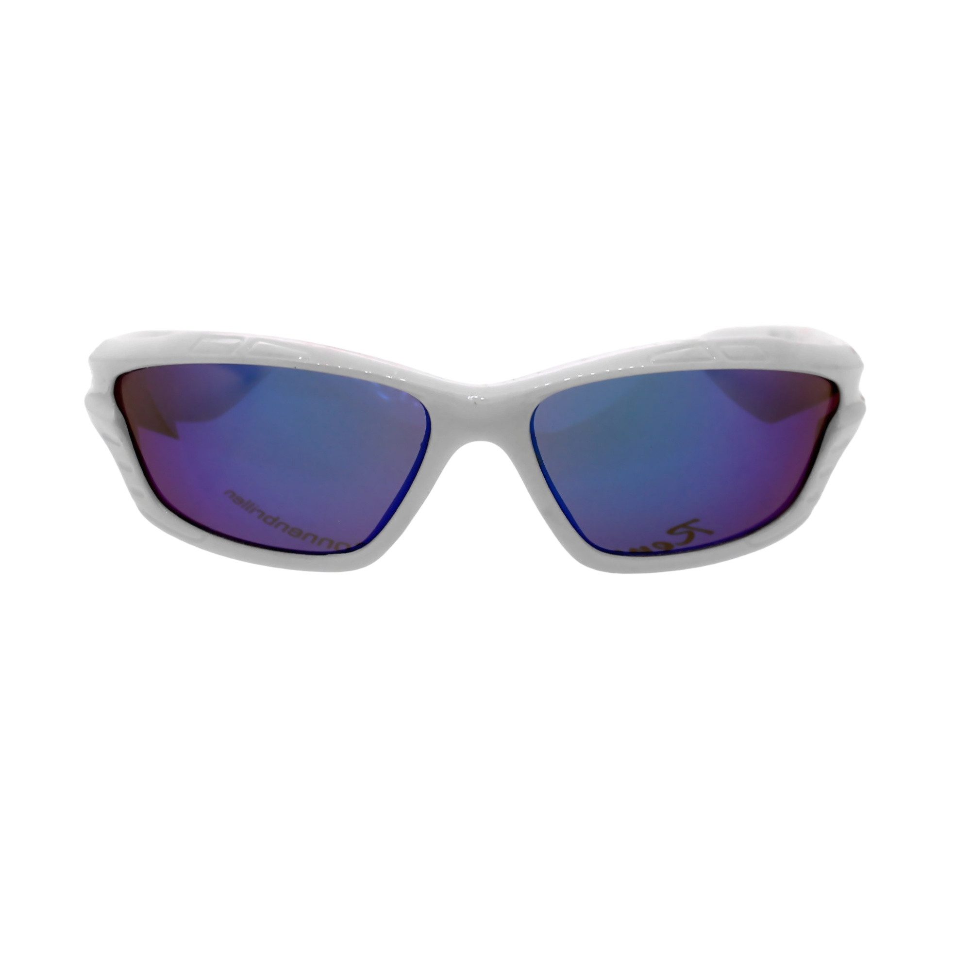 Rennec Sonnenbrille (Kinder Radbrille ca 5 bis 11 Jahre, Schmale Sonnenbrille mit Brillenbeutel) Jungen Sportbrille Gläser Grün Blau Verspiegelt