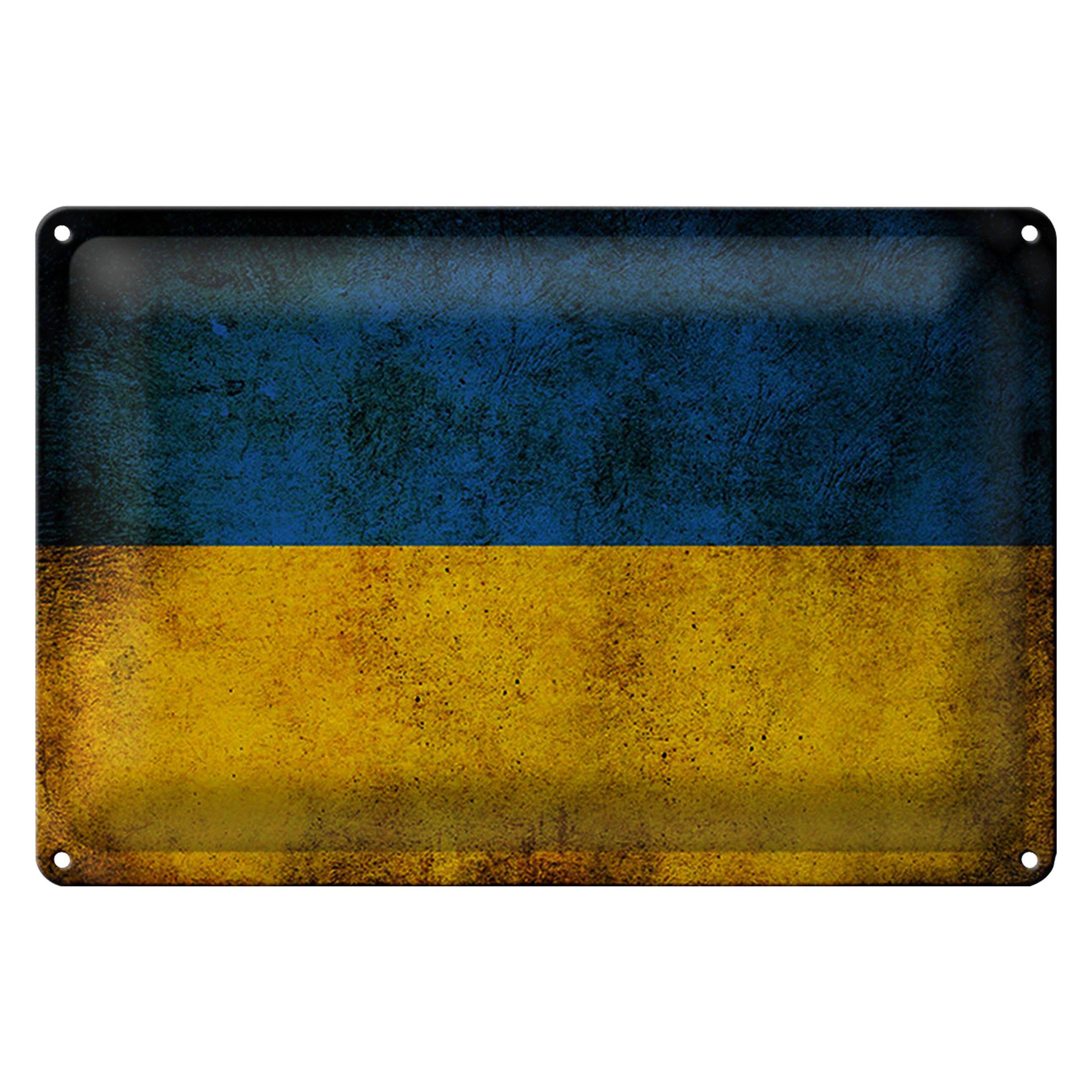 Roomando Metallschild Flagge 40x30cm Ukraine Fahne
