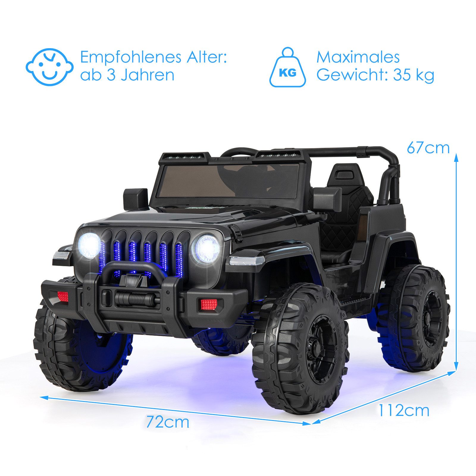 COSTWAY Elektro-Kinderauto 12V, mit 2 Geschwindigkeiten