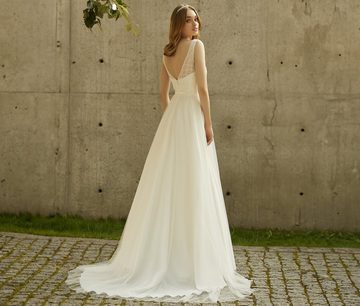 Bride Now! Brautkleid Brautkleid in A - Linie aus Spitze und Tüll comfortable to wear, with Lace top with geometric motifs