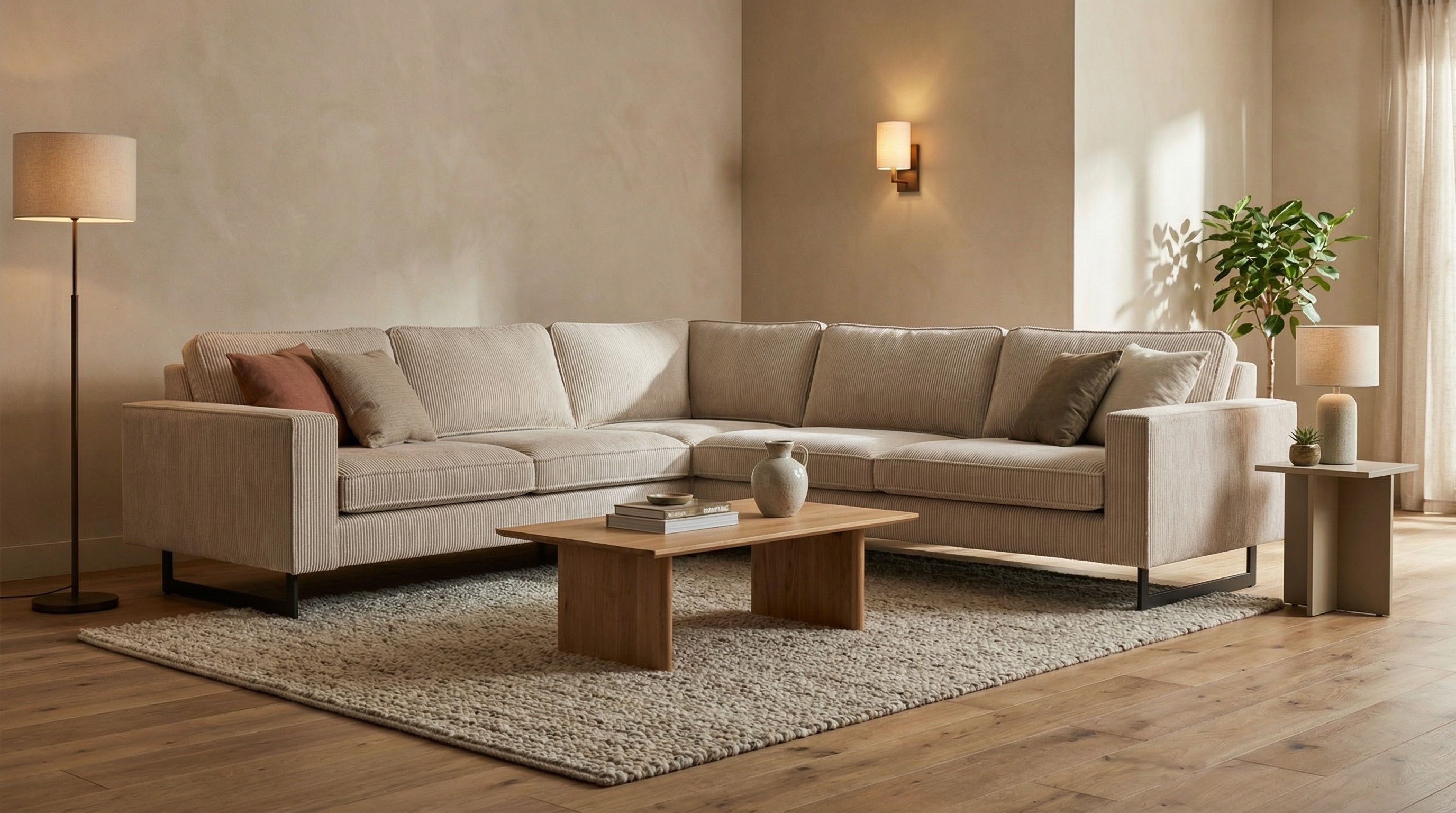 Home affaire Ecksofa Pinto, XXL, 250/290 cm, langer Schenkel, Ottomane, Cord, Chenille, Lederoptik, mit Keder, Metallfüße, Wellenunterfederung