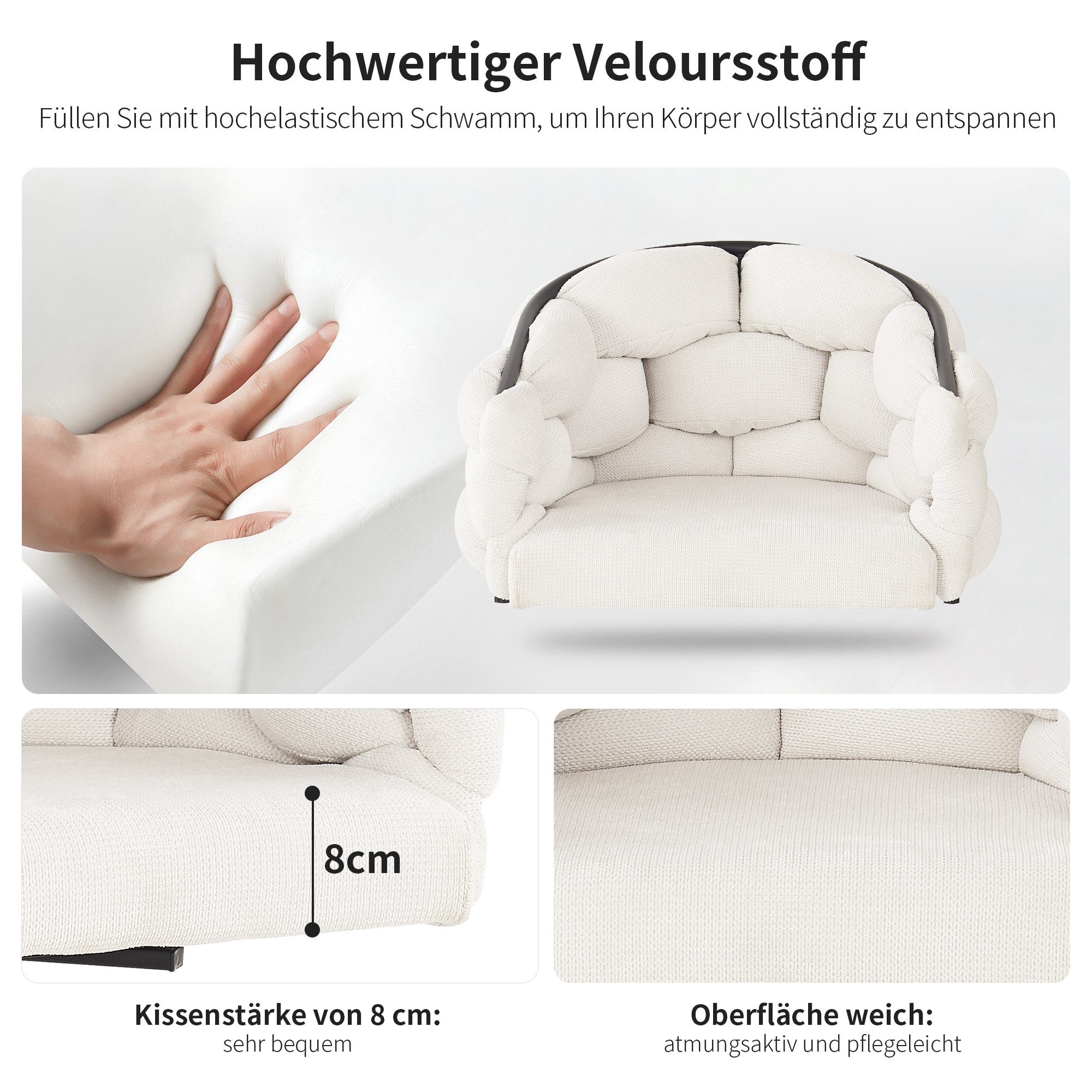 HAUSS SPOLE Drehstuhl 2er Drehstuhl 360° drehbar, mit Rückenlehne, Ergonomischer Stuhl Beige (Polsterstuhl, Wohnzimmerstuhl, Küchenstuhl, 2 St), Ergonomischer Stuhl, Bubble Stühle