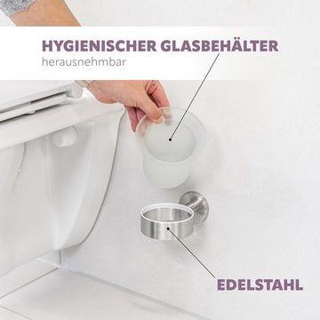 bremermann WC-Reinigungsbürste Bad-Serie PIAZZA, Edelstahl matt & Glas inkl. Klebeset