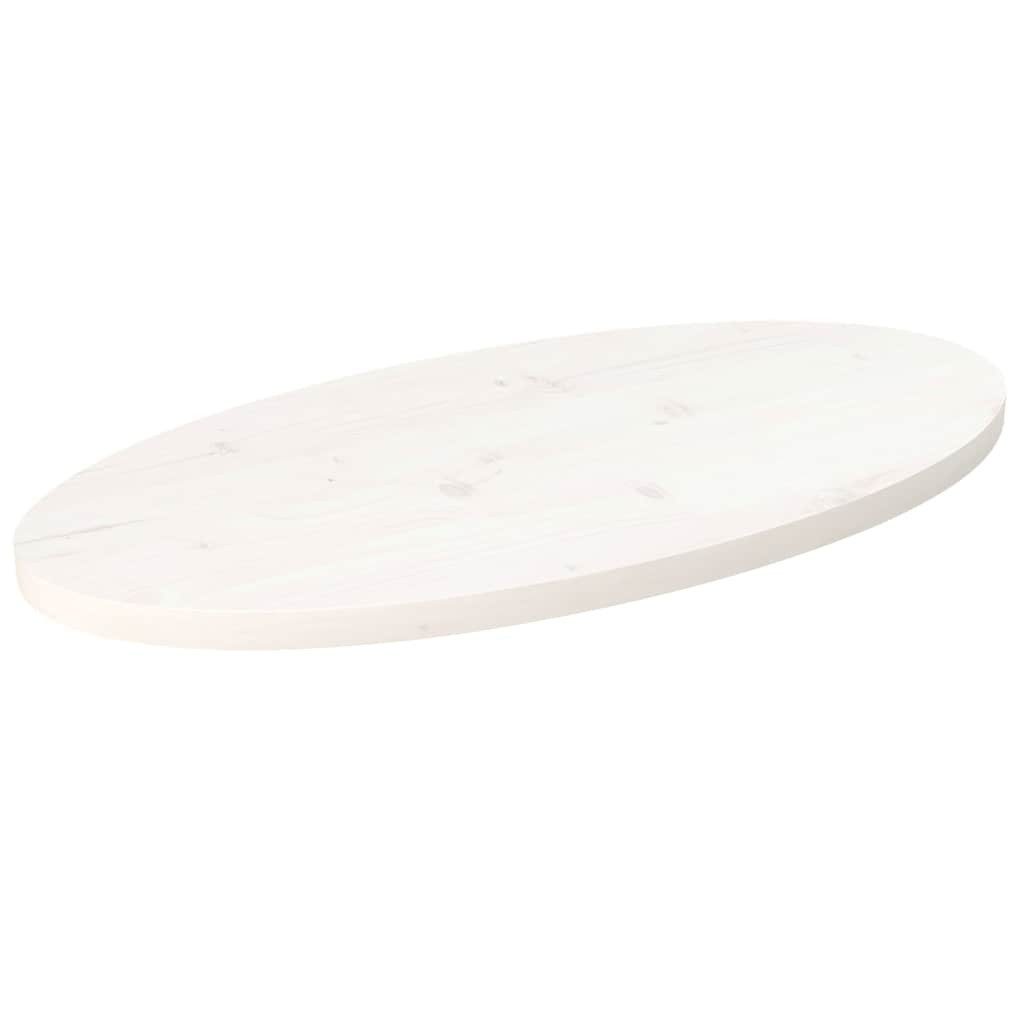 vidaXL Tischplatte Tischplatte Weiß 70x35x2,5 cm Massivholz Kiefer Oval (1 St)