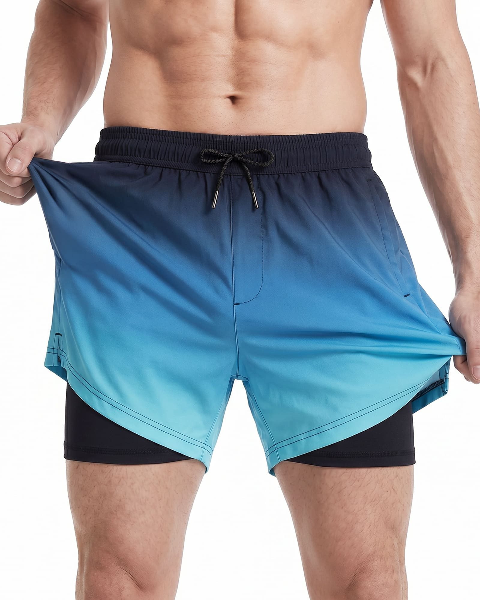 MaaMgic Shorts Herren Stretch kurze Hose Männer Badehose mit Reißverschlusstaschen (1-tlg)