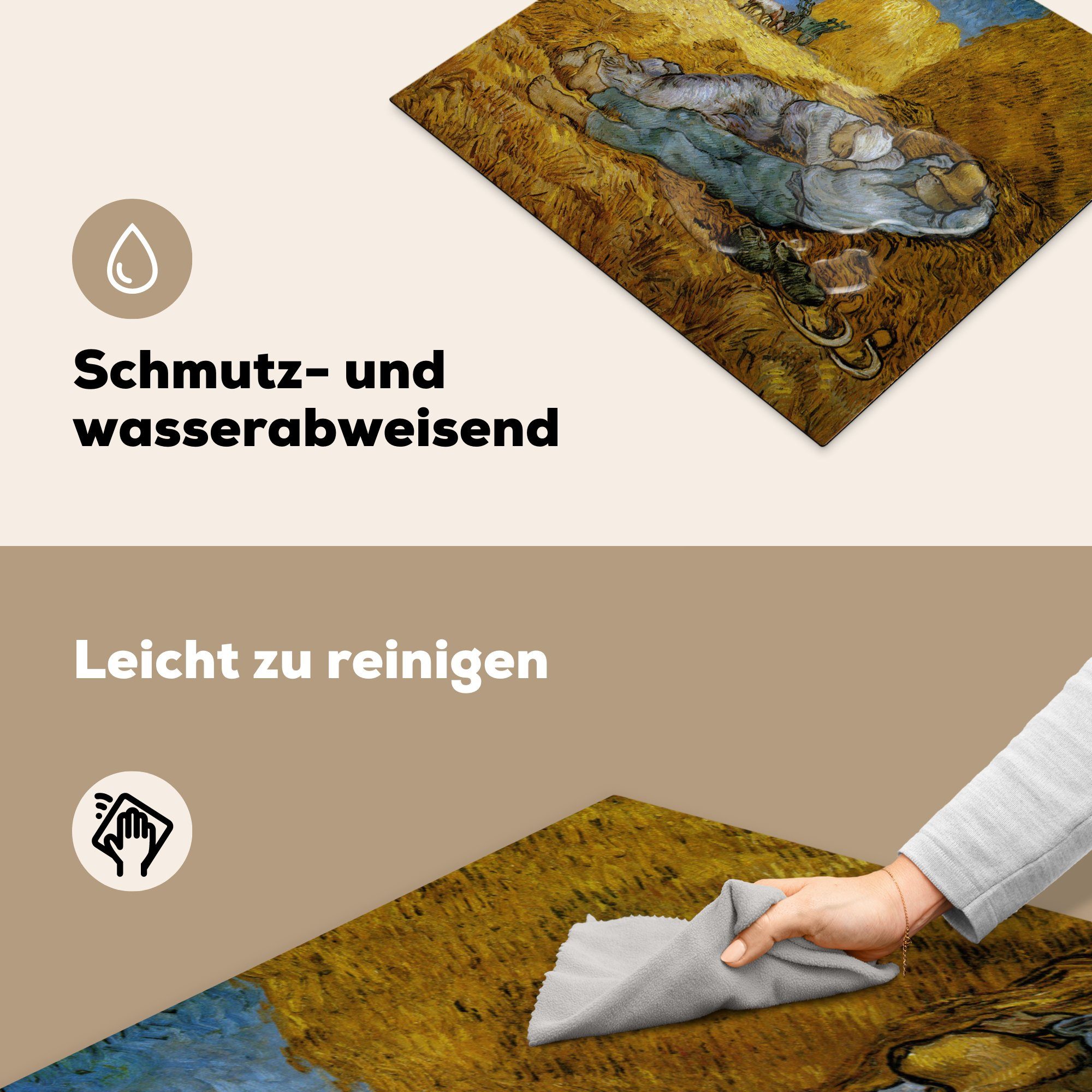 59x52 Ceranfeldabdeckung für die Vinyl, MuchoWow - Herdblende-/Abdeckplatte Die Siesta küche, (1 tlg), Gogh, Vincent cm, Induktionsmatte van