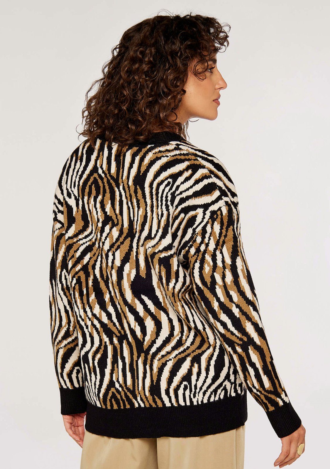 Apricot Cardigan Cardigan Oversize Zebra mit (1-tlg) Animal-Print Mirage