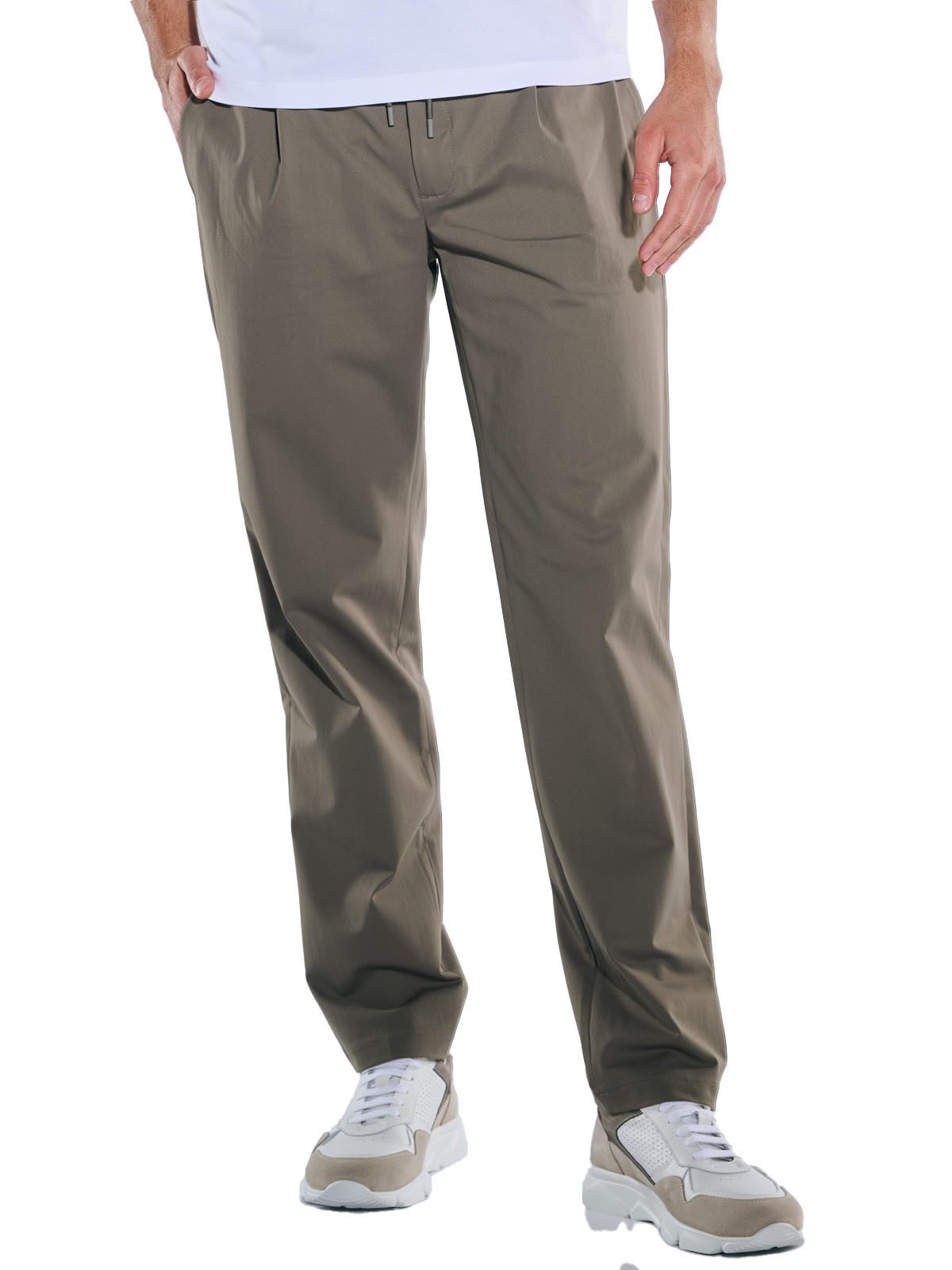 emilio adani Anzughose Herren Anzug-Hose mit Tunnelzug, Braunbeige