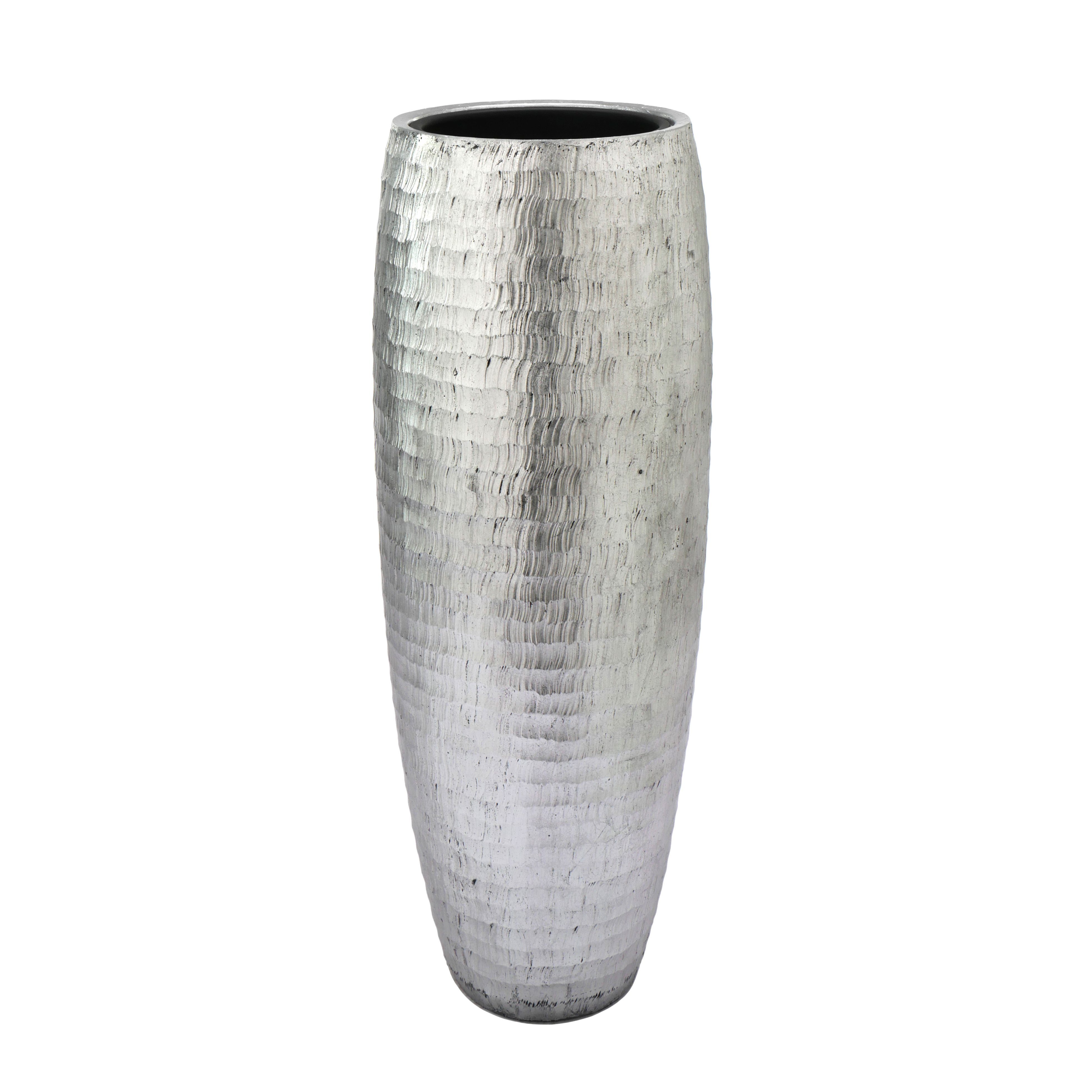 Flingora Bodenvase Amea, mit Einsatz - Fiberglas - Indoor - Silber - Höhe 97 cm