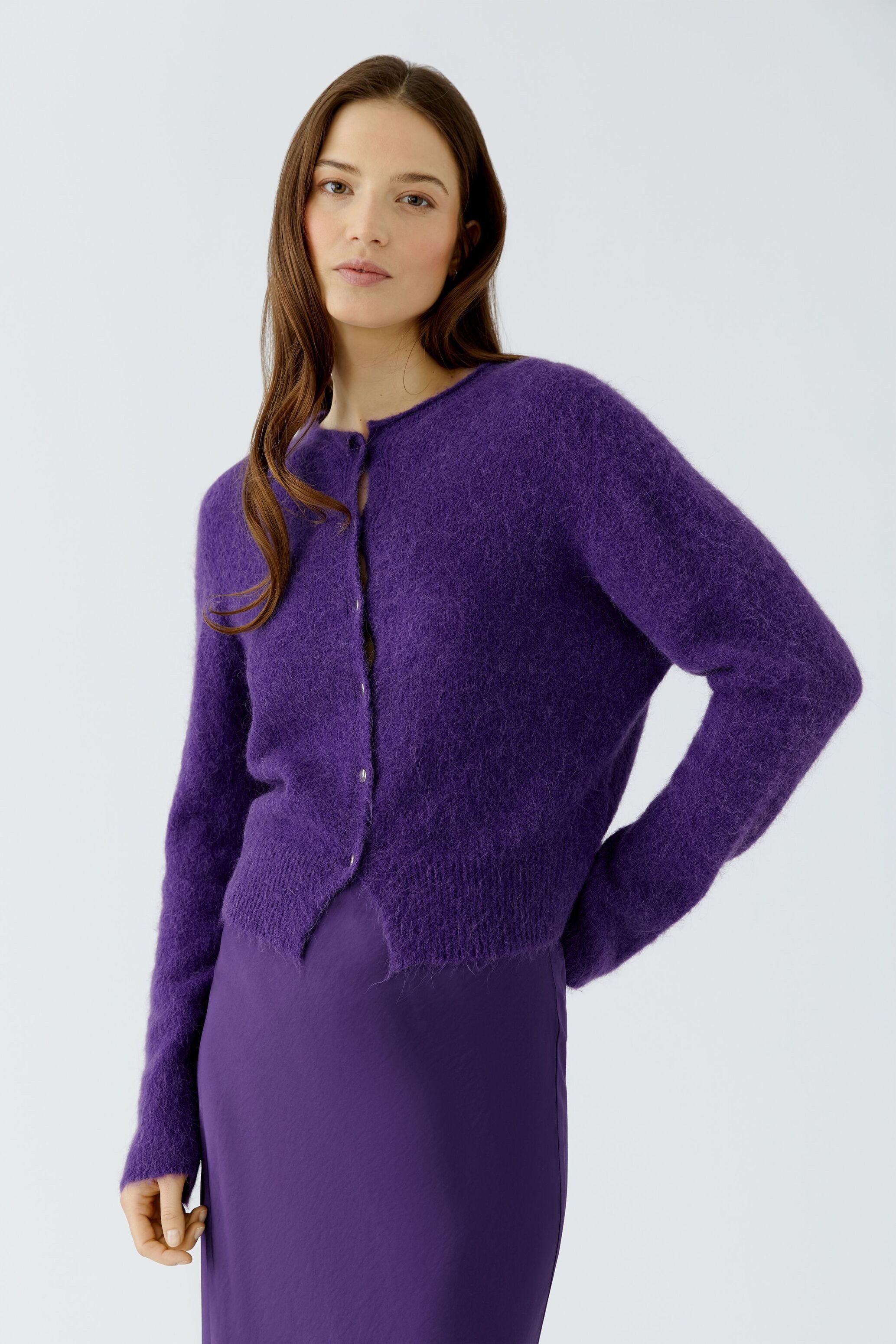 Oui Strickjacke Lässig geschnitten Rundhals