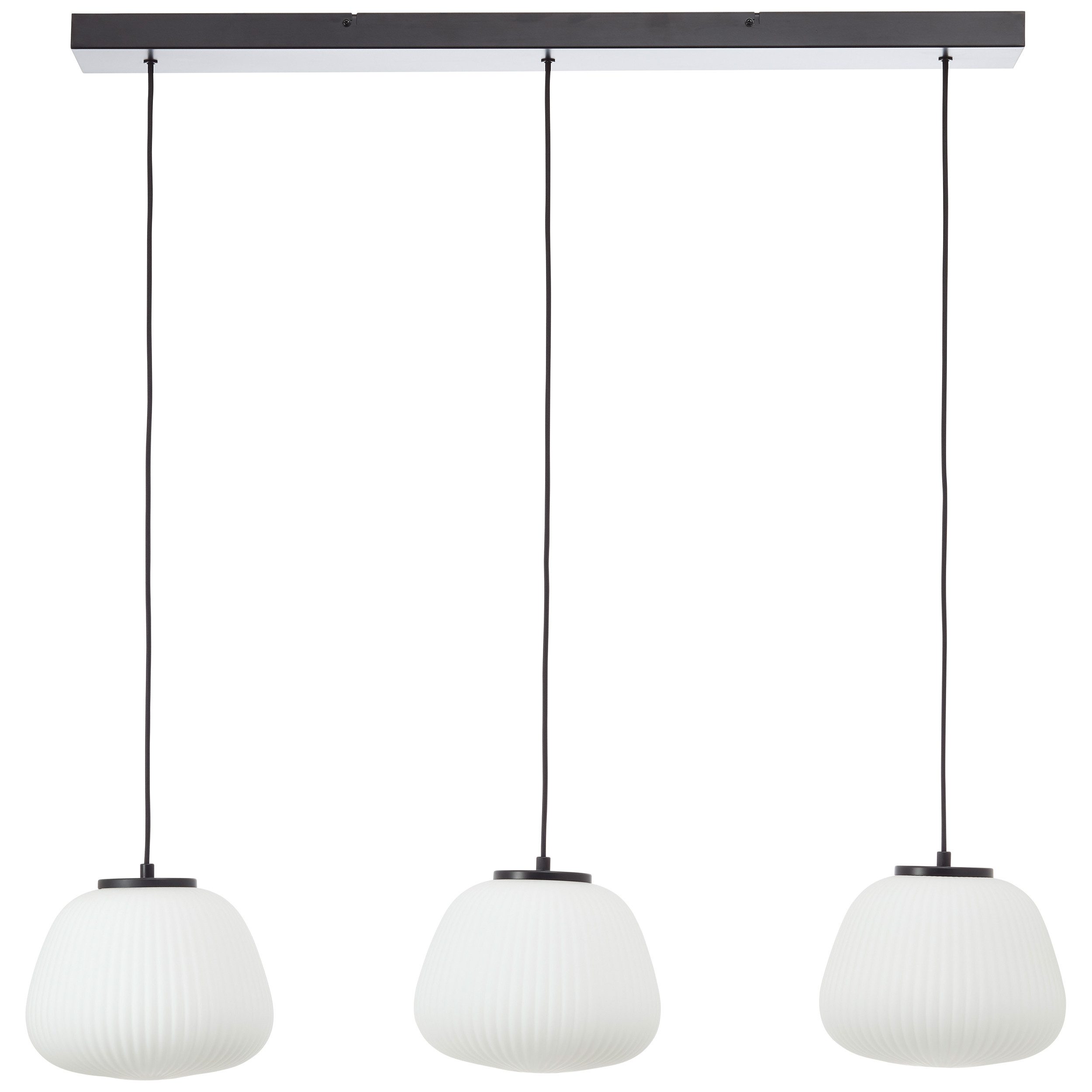Brilliant Pendelleuchte Kaizen, ohne Leuchtmittel, 176 x 105 x 25 cm, 3 x E27, kürzbar, Riffelglas, weiß/schwarz