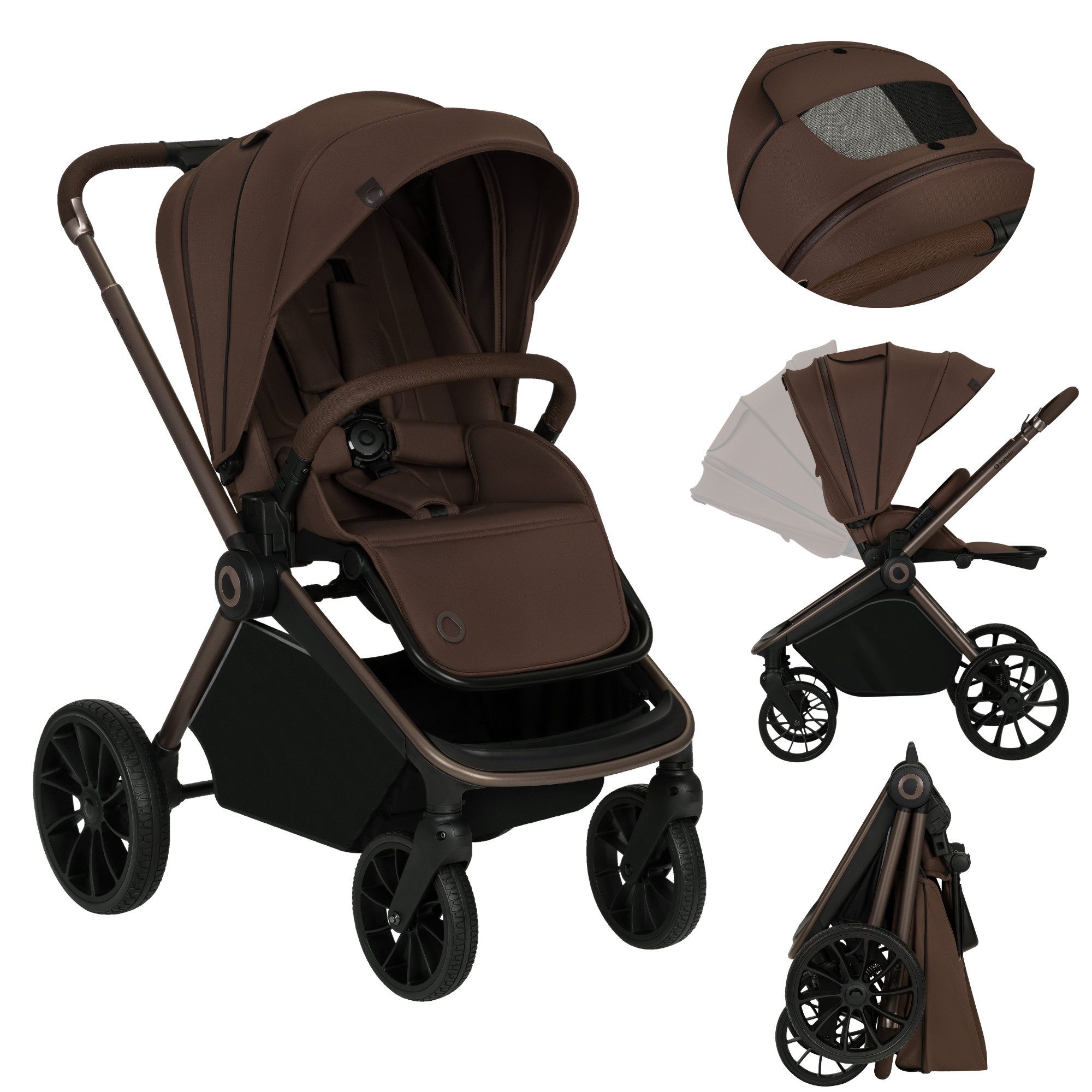 lionelo Kinder-Buggy MIKA PLUS, (Set), XXL-Verdeck/UPF50+/Mit Belüftungssystem
